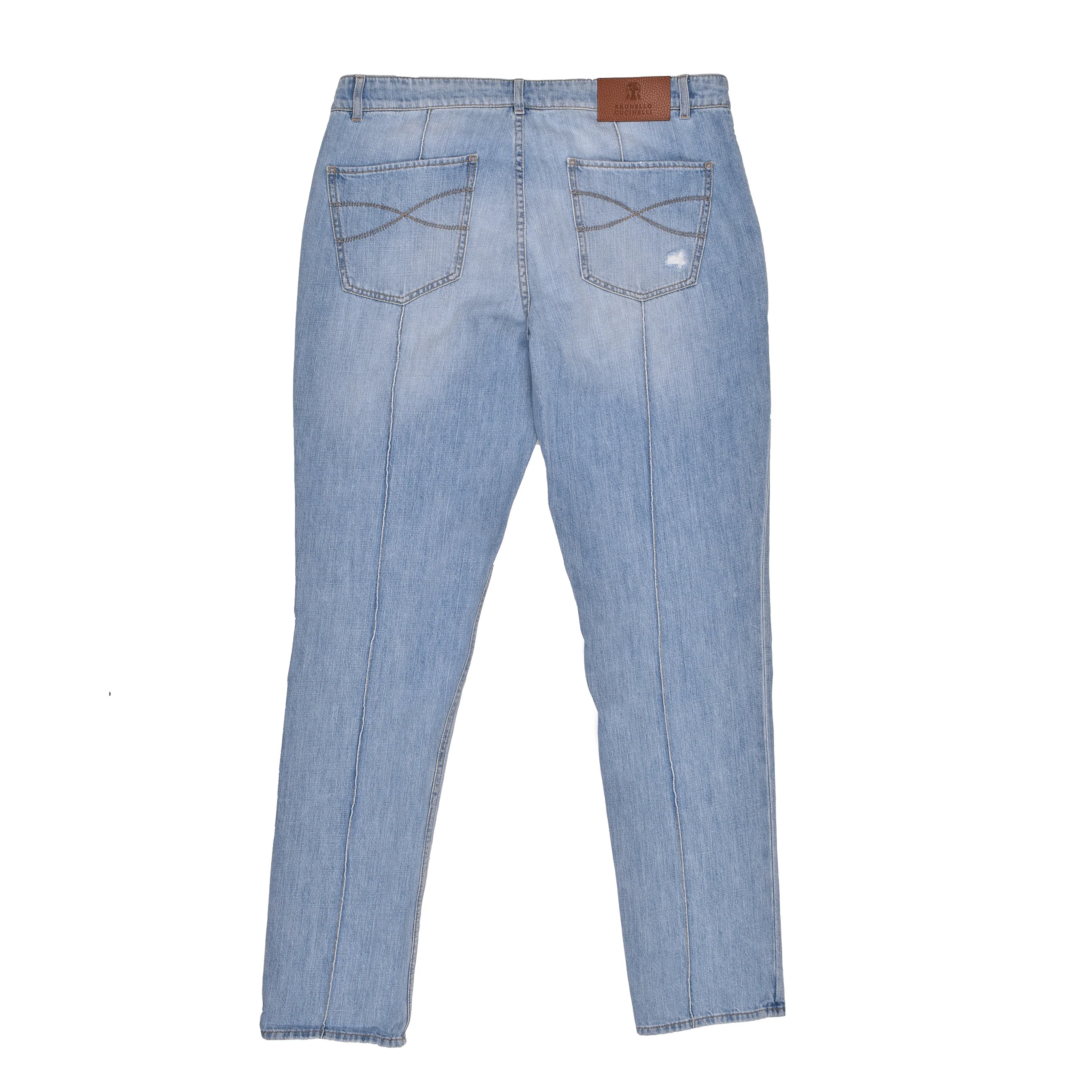 BRUNELLO CUCINELLI MEN'S 100% COTTON DISTRESSED TRADITIONAL FIT DENIM JEAN PANTS - Image 2