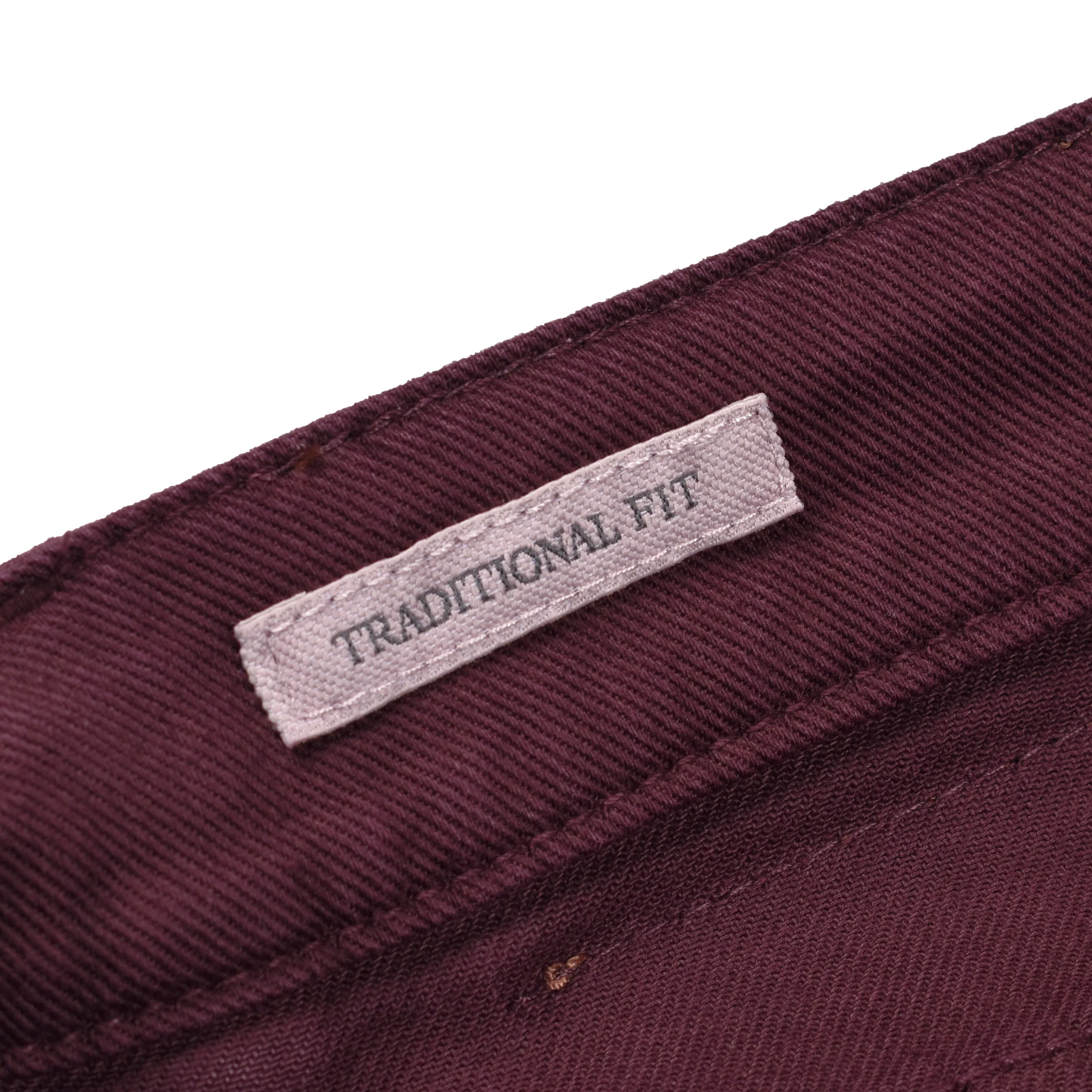 BRUNELLO CUCINELLI MEN'S BURGUNDY DENIM FIVE-POCKET TROUSERS - Image 6