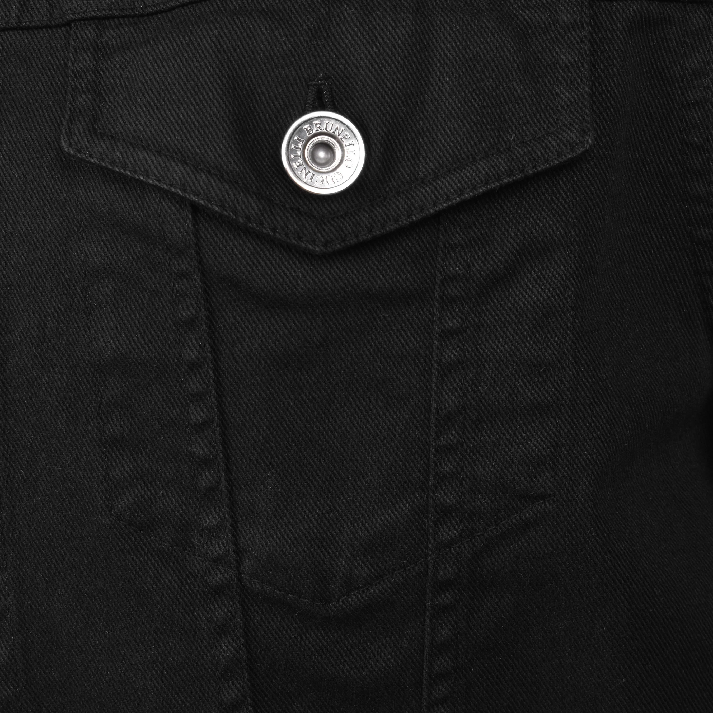 BRUNELLO CUCINELLI MEN'S BLACK DENIM JACKET - Image 4