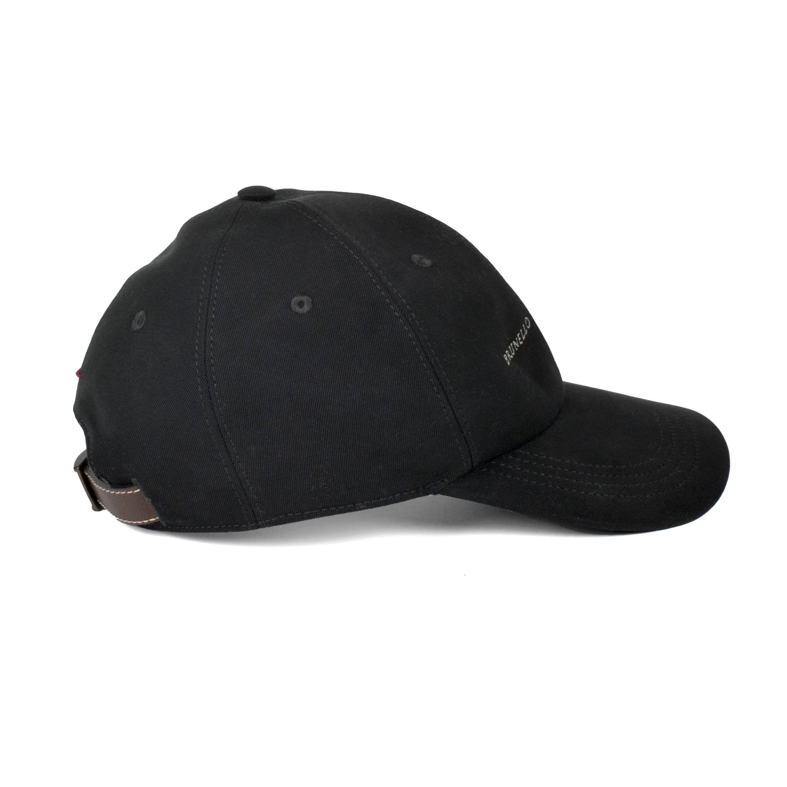 BRUNELLO CUCINELLI MEN'S 100% COTTON JET BLACK LOGO BASEBALL CAP - Image 2