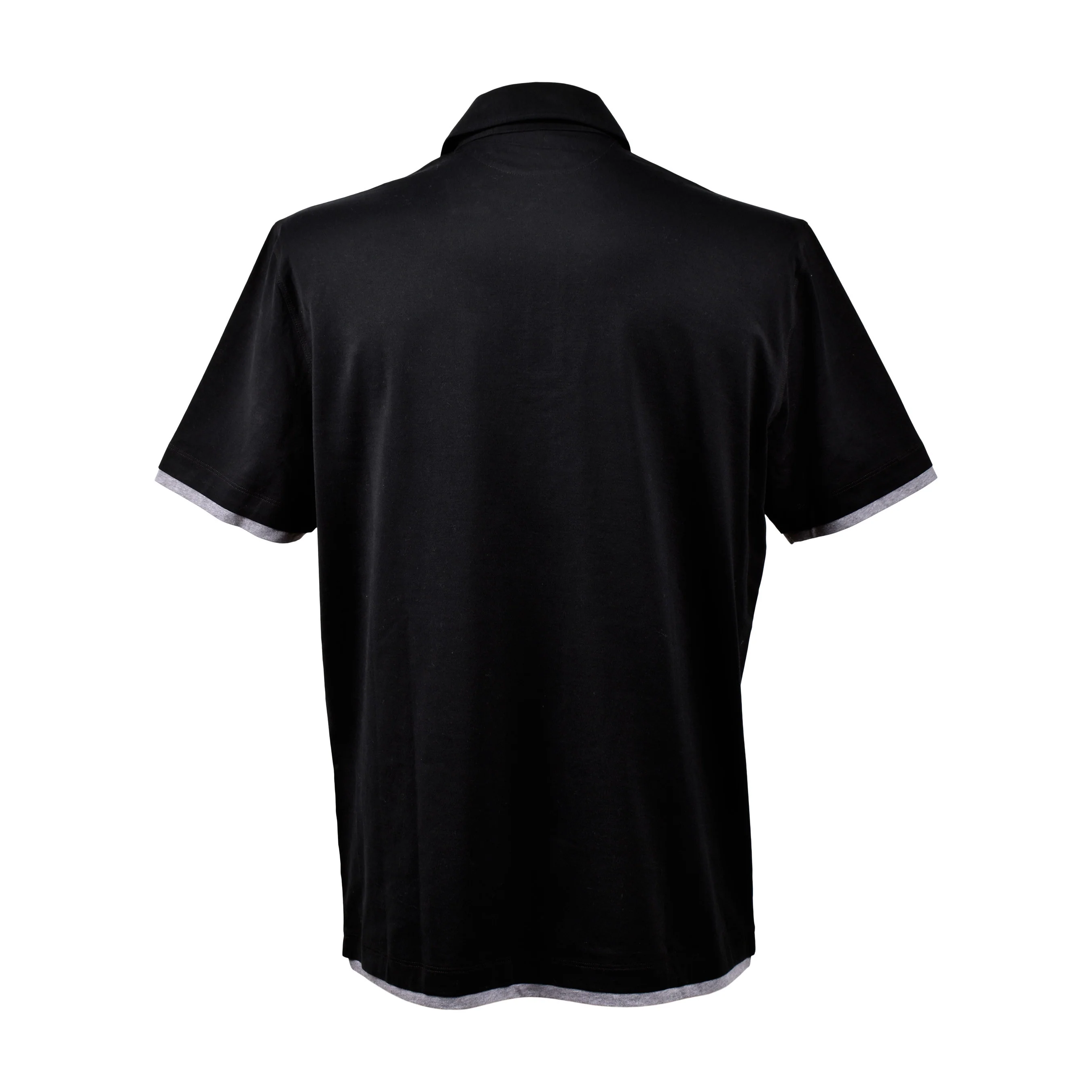 BRUNELLO CUCINELLI MEN'S 100% COTTON JET BLACK SHORT SLEEVE SHIRT - Image 2
