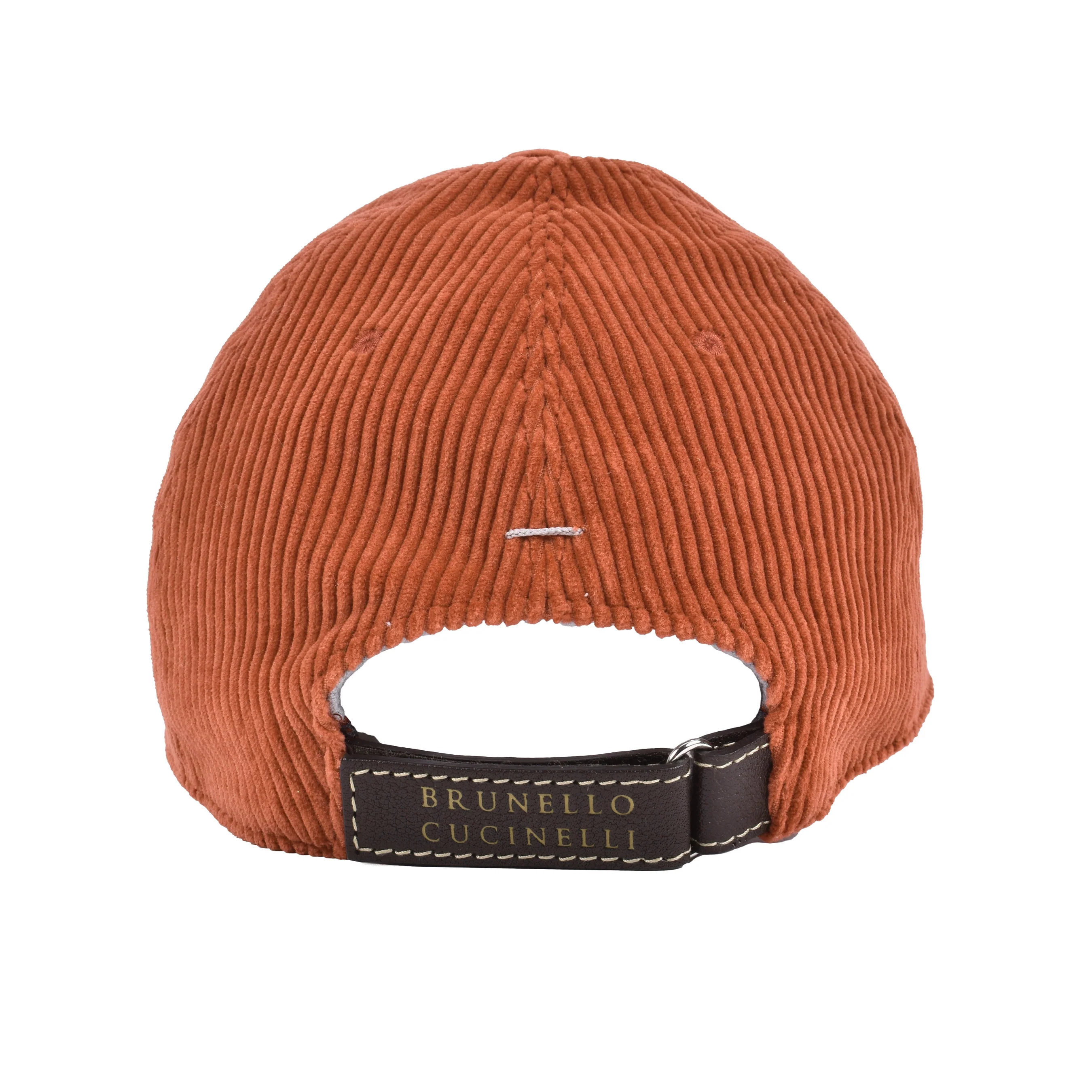 BRUNELLO CUCINELLI MEN'S 100% COTTON SALMON CORDUROY LOGO BASEBALL CAP/HAT - Image 3