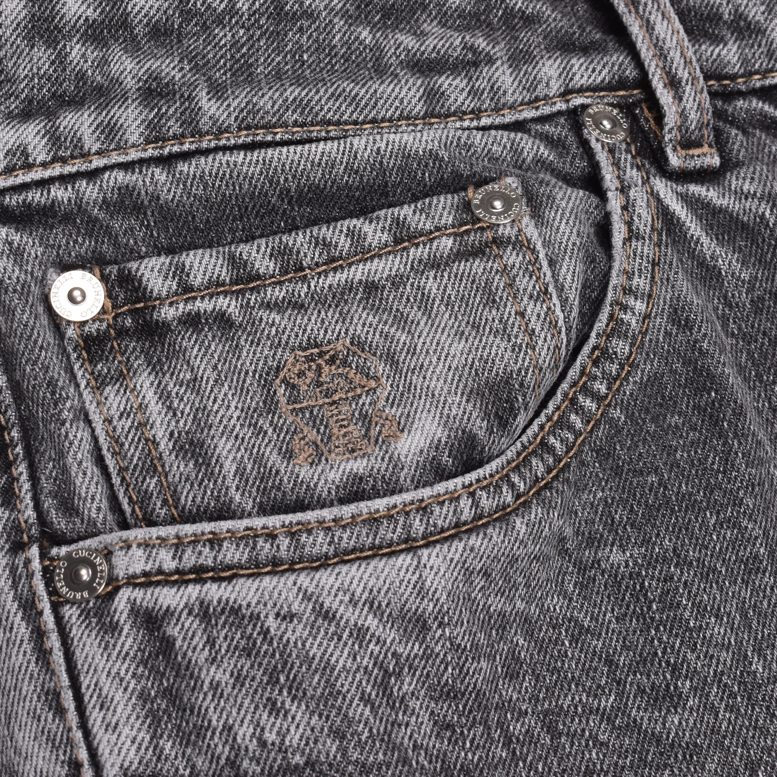 BRUNELLO CUCINELLI MEN'S 100% COTTON TRADITIONAL FIT 5 POCKET DENIM JEAN PANTS - Image 3