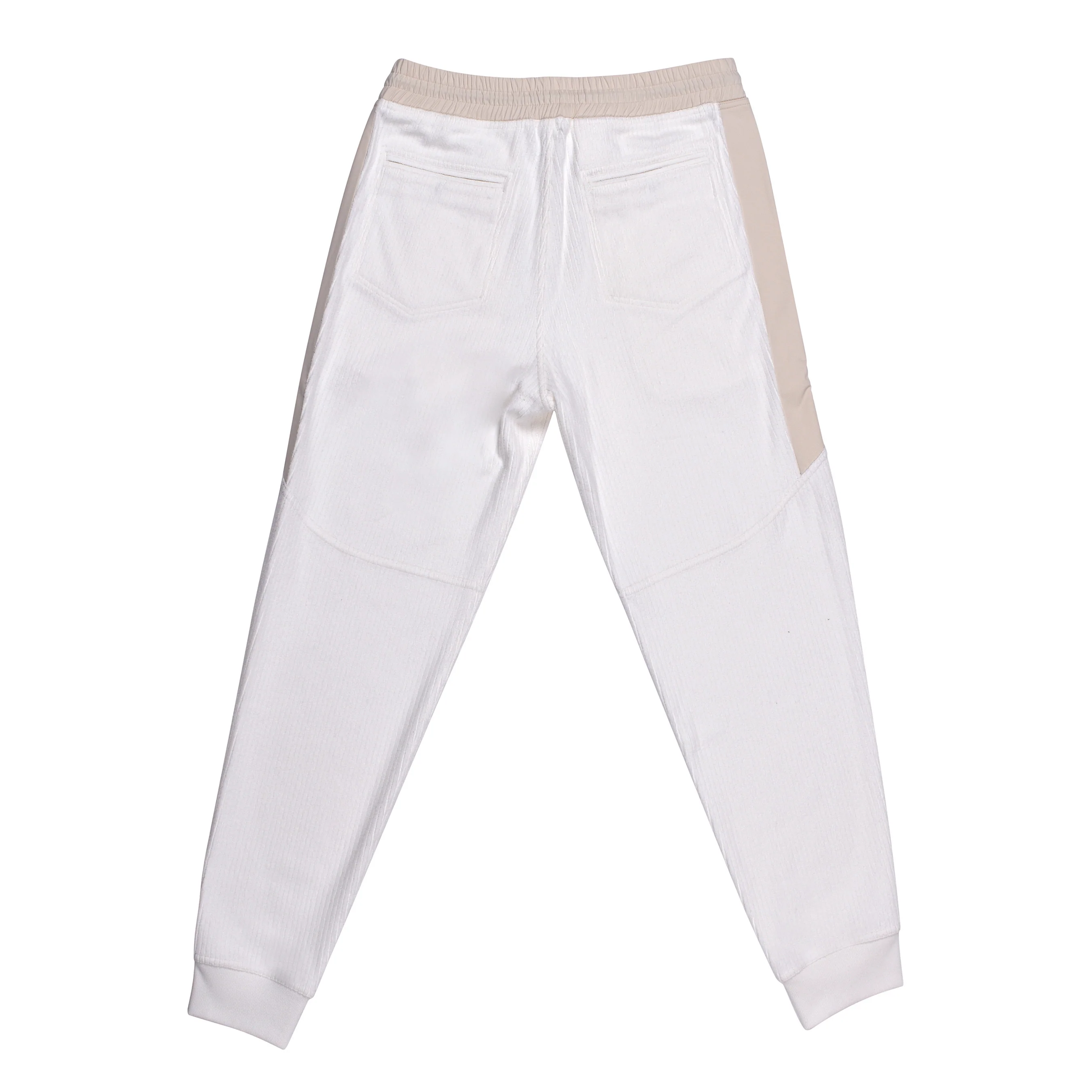 BRUNELLO CUCINELLI MEN'S 100% COTTON TWO TONE CREAM CORDUROY FASHION GYM PANTS - Image 2