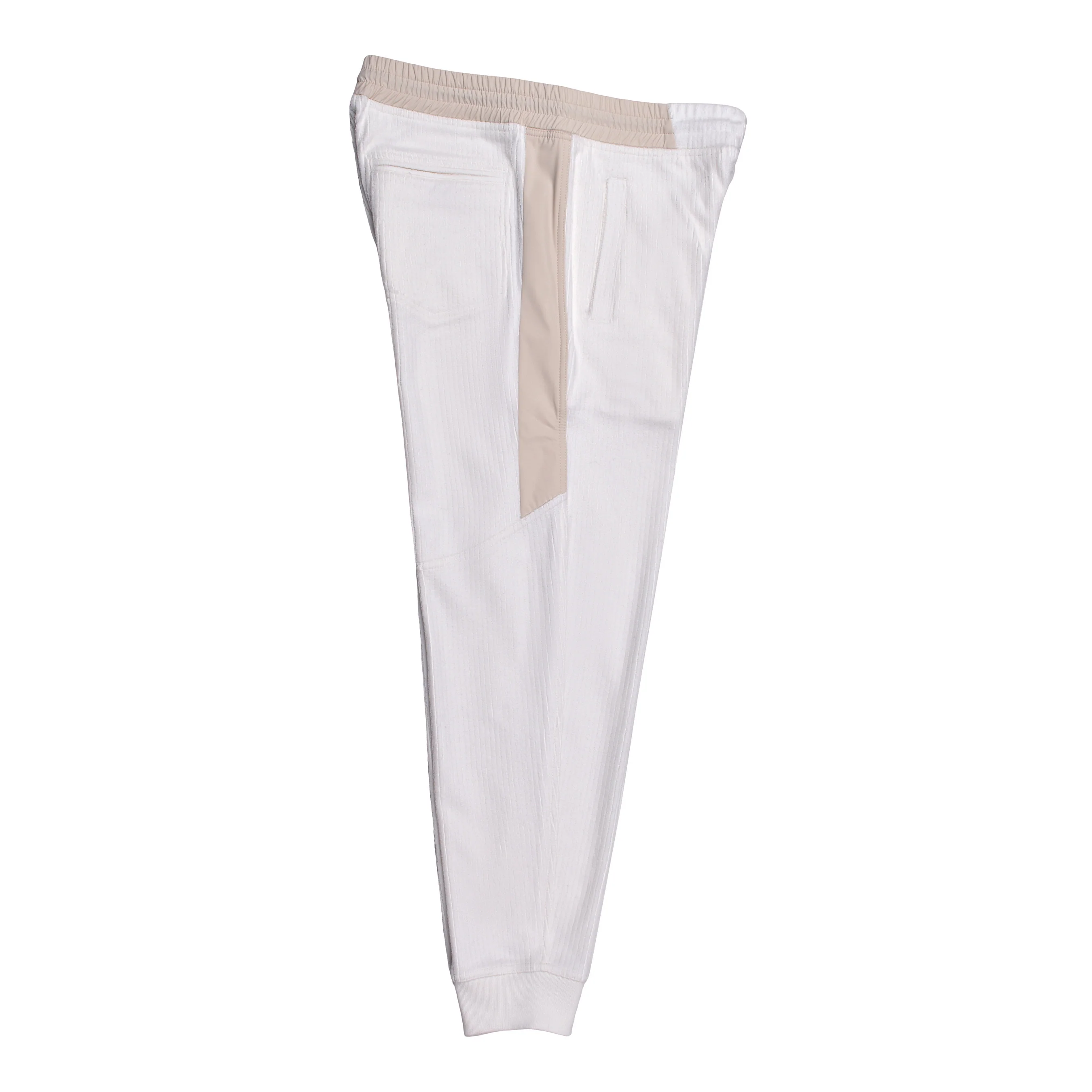 BRUNELLO CUCINELLI MEN'S 100% COTTON TWO TONE CREAM CORDUROY FASHION GYM PANTS - Image 3