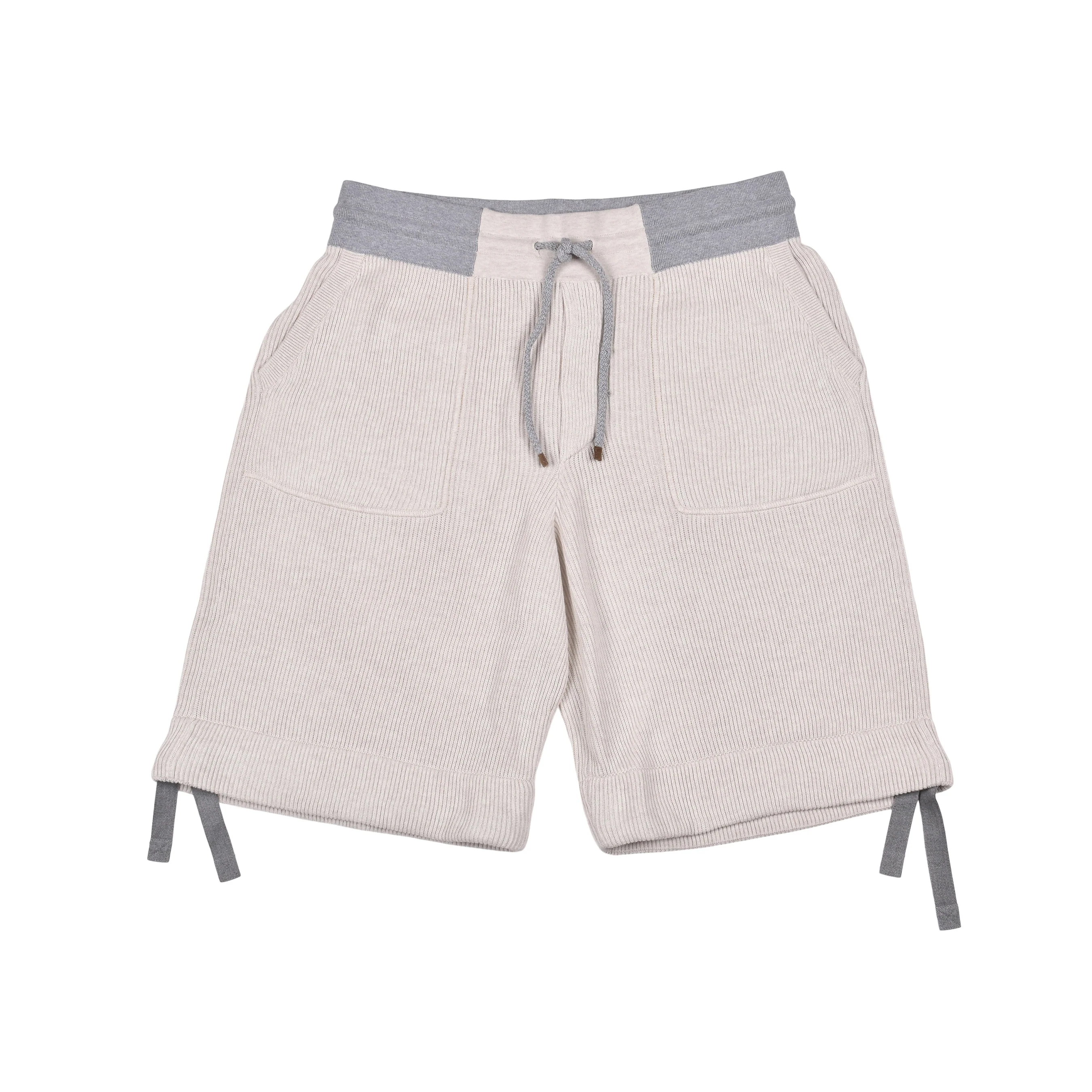BRUNELLO CUCINELLI MEN'S 100% COTTON TWO TONE GRAY KNIT FASHION GYM SHORTS