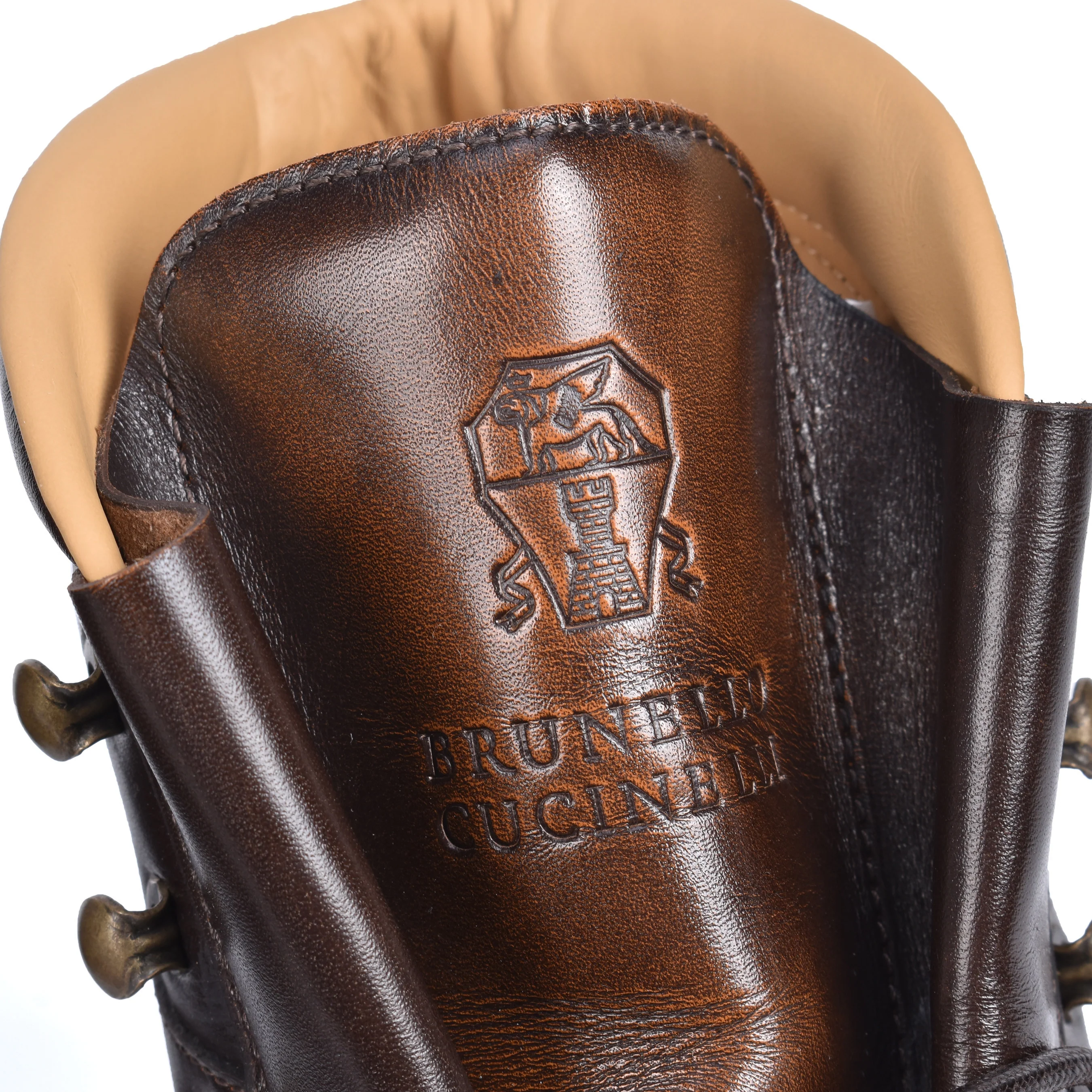 BRUNELLO CUCINELLI MEN'S 100% LEATHER LACE UP WORK BOOT/ HIKING BOOT - Image 6