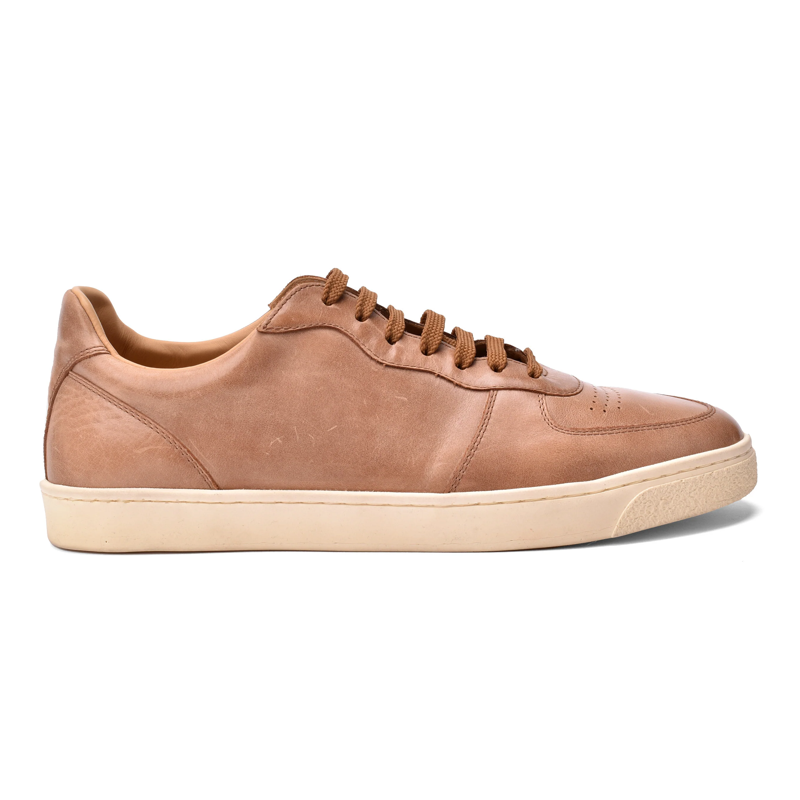BRUNELLO CUCINELLI MEN'S 100% LEATHER LIGHT BROWN FASHION SNEAKER SHOES - Image 2