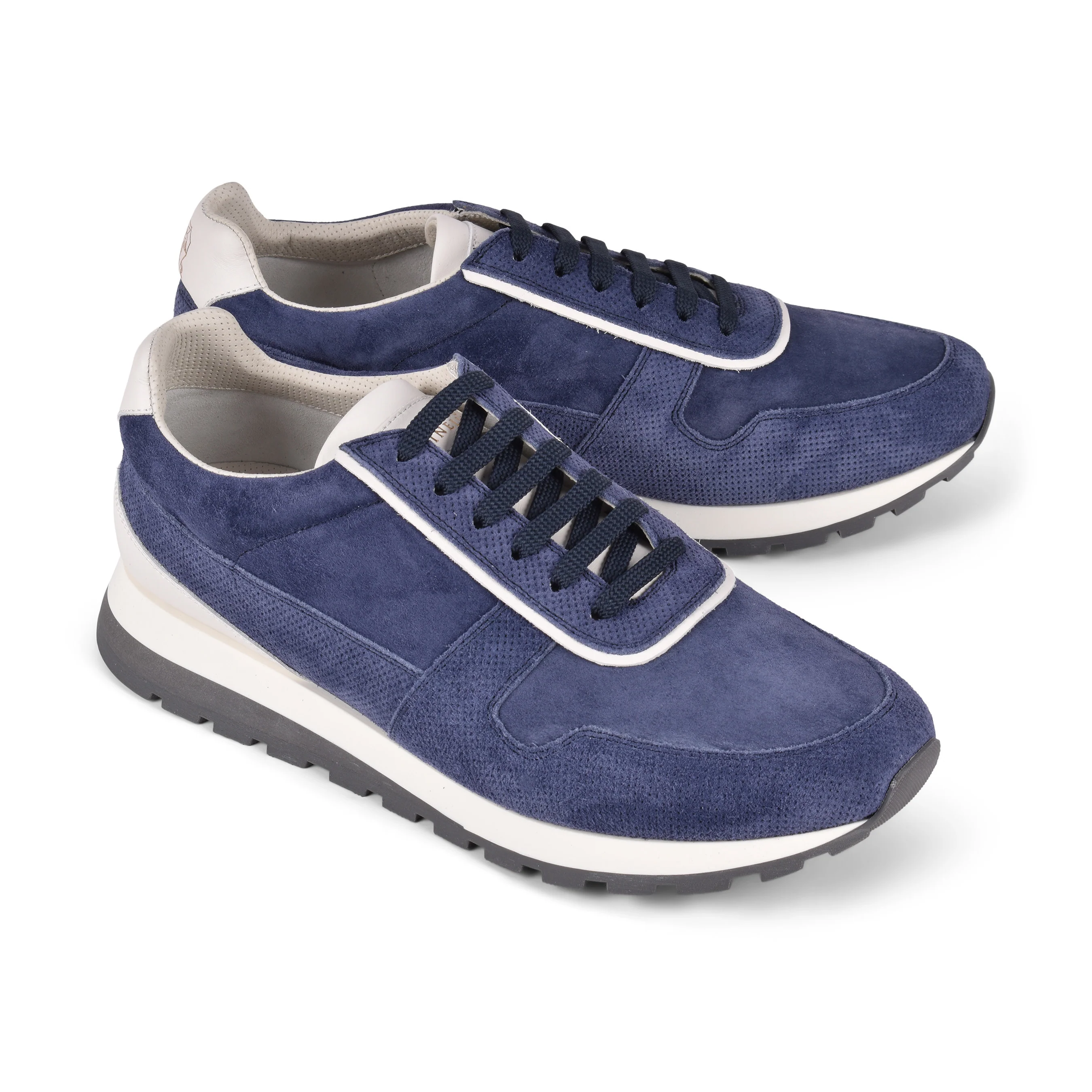 BRUNELLO CUCINELLI MEN'S 100% LEATHER NAVY FASHION RUNNER SNEAKERS SHOE