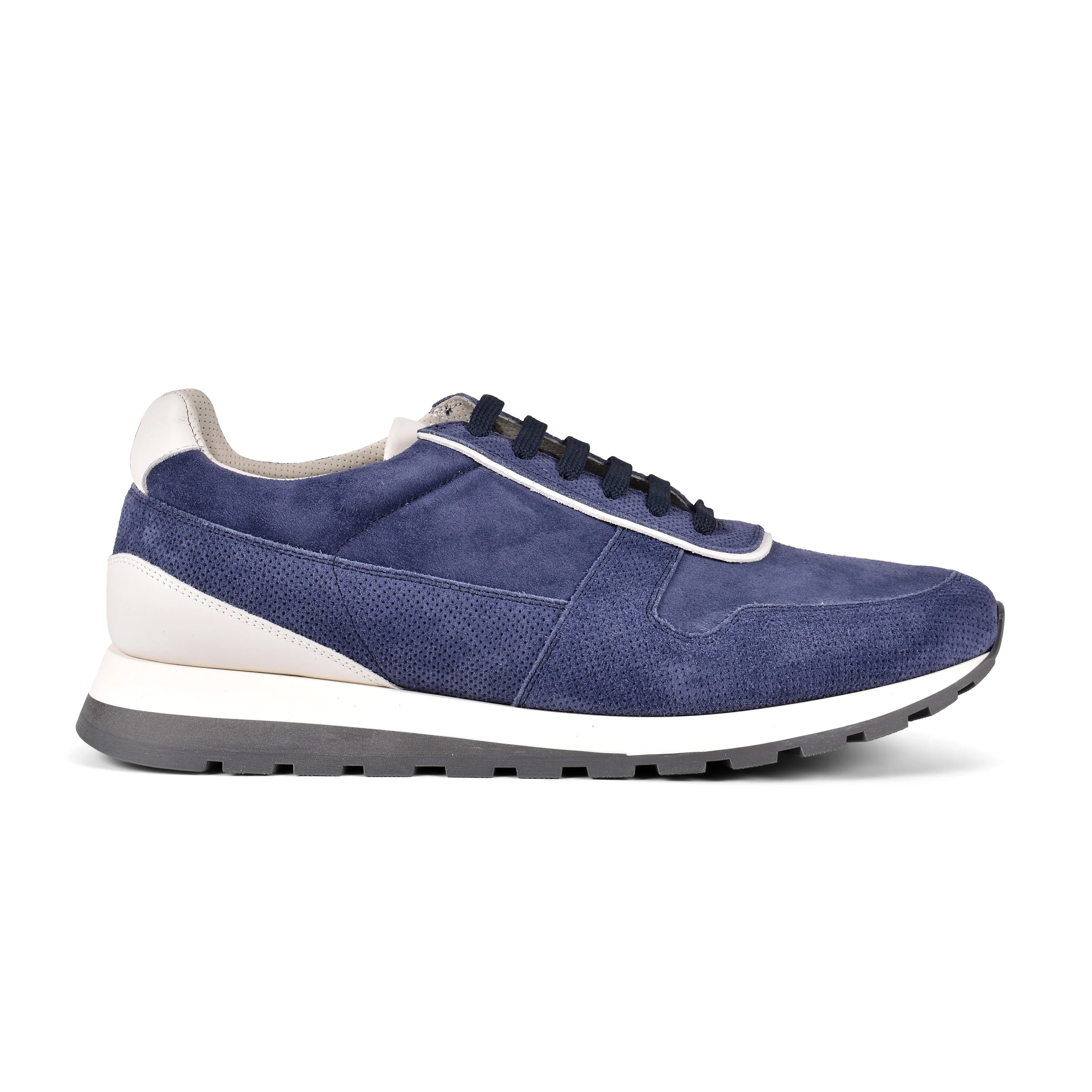 BRUNELLO CUCINELLI MEN'S 100% LEATHER NAVY FASHION RUNNER SNEAKERS SHOE - Image 2