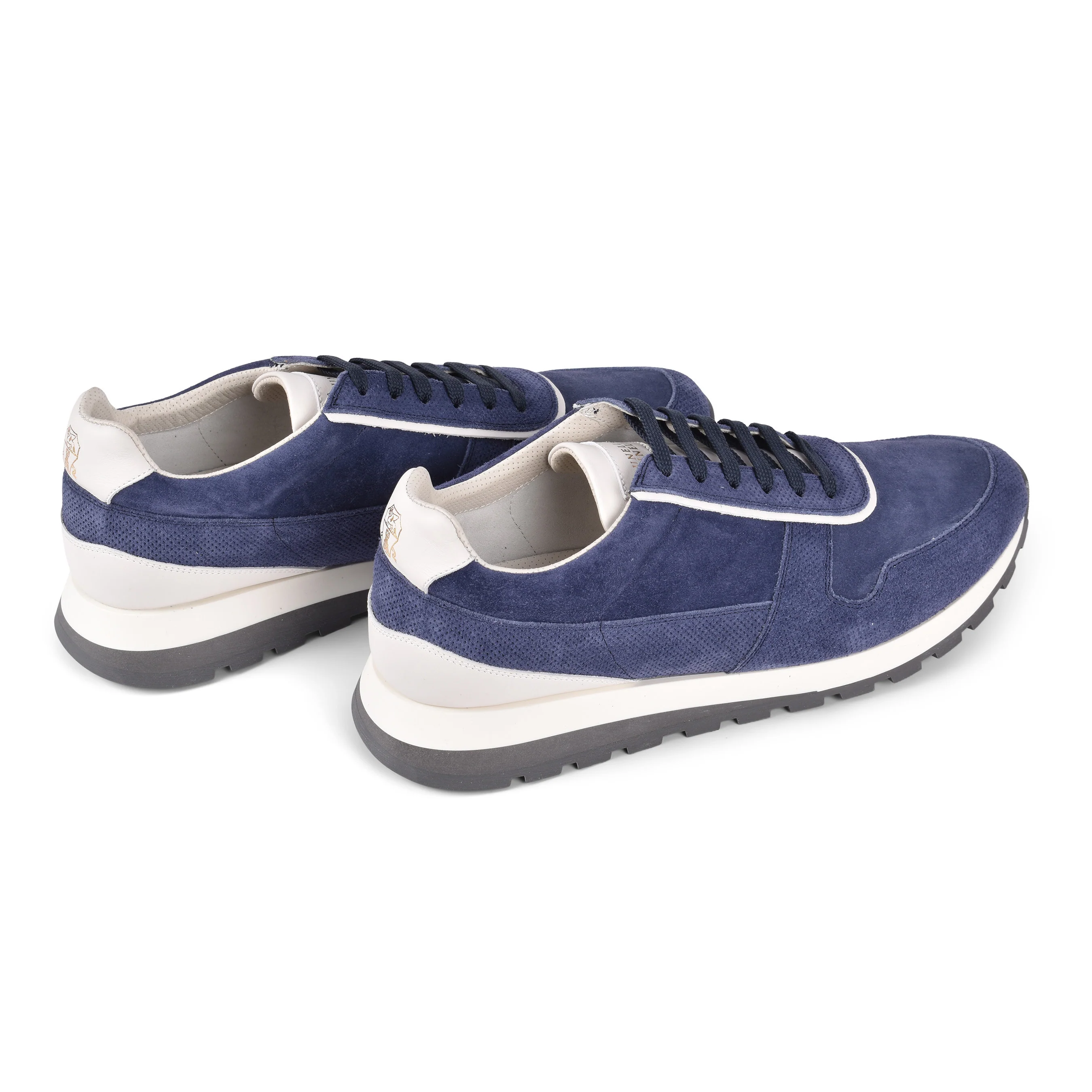 BRUNELLO CUCINELLI MEN'S 100% LEATHER NAVY FASHION RUNNER SNEAKERS SHOE - Image 3