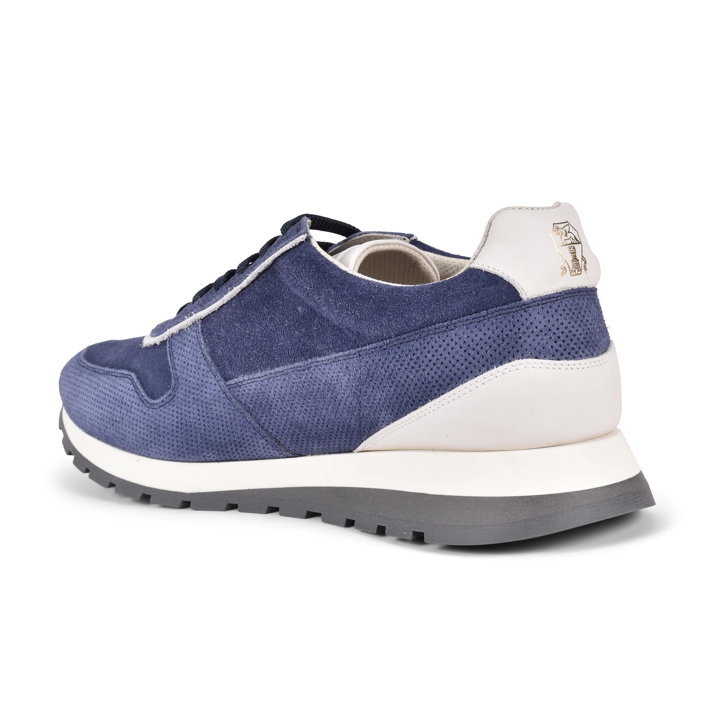 BRUNELLO CUCINELLI MEN'S 100% LEATHER NAVY FASHION RUNNER SNEAKERS SHOE - Image 4