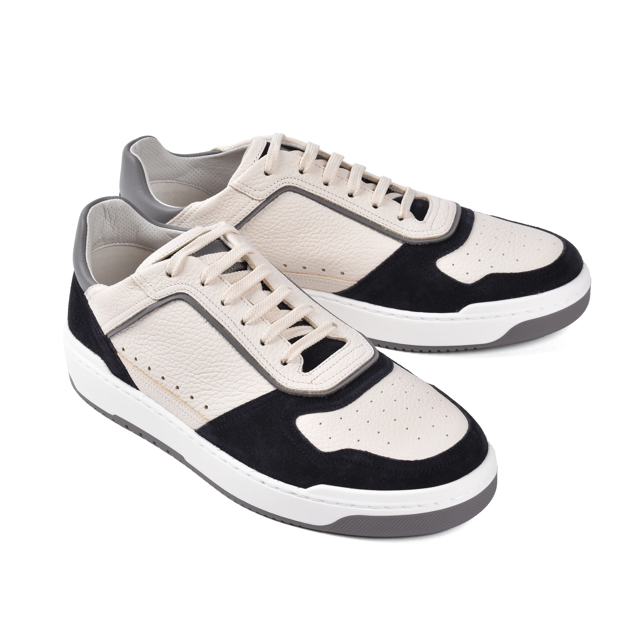 BRUNELLO CUCINELLI MEN'S 100% LEATHER TWO TONE FASHION RUNNER SNEAKER SHOE NEW