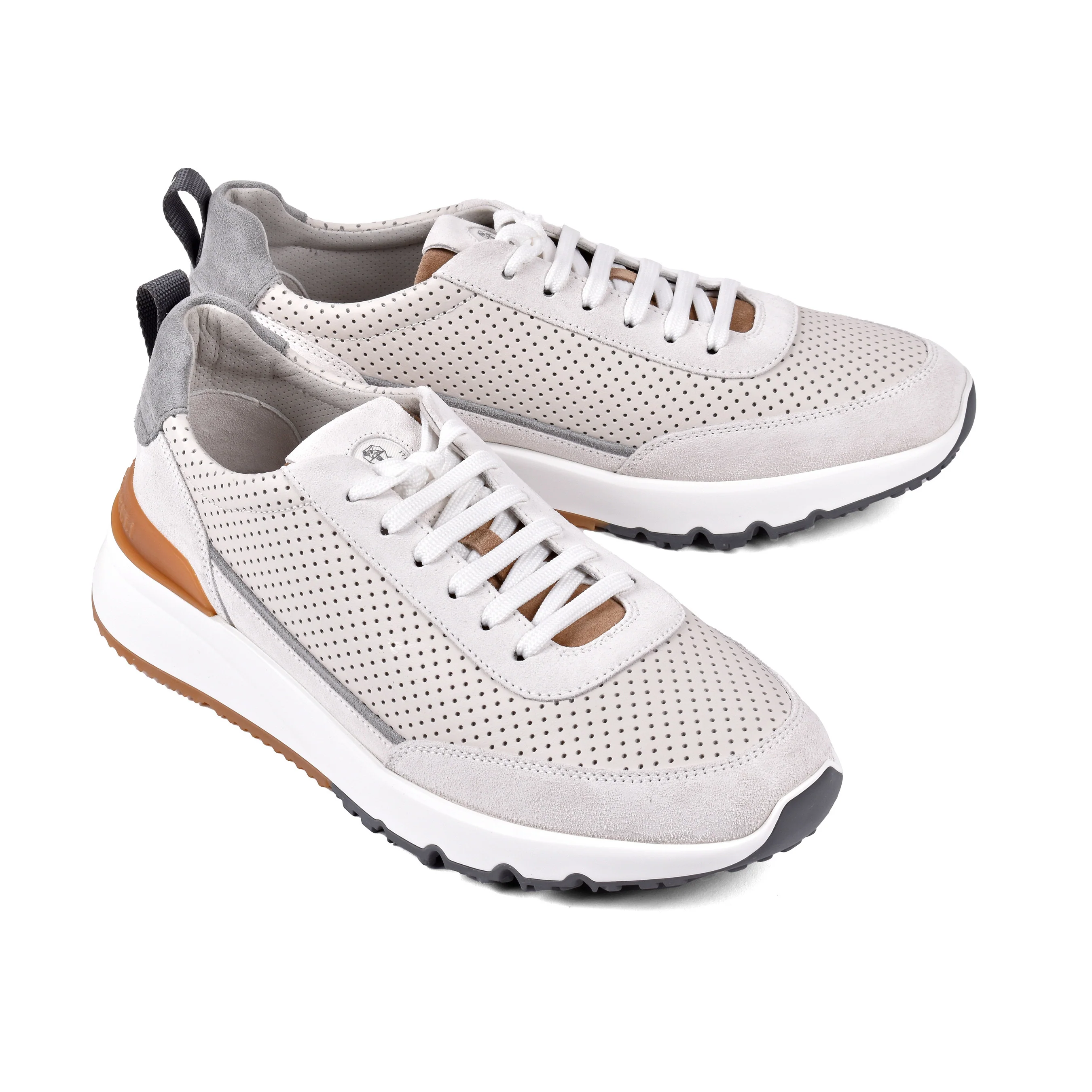 BRUNELLO CUCINELLI MEN'S 100% LEATHER TWO TONE FASHION RUNNER SNEAKER SHOE NEW