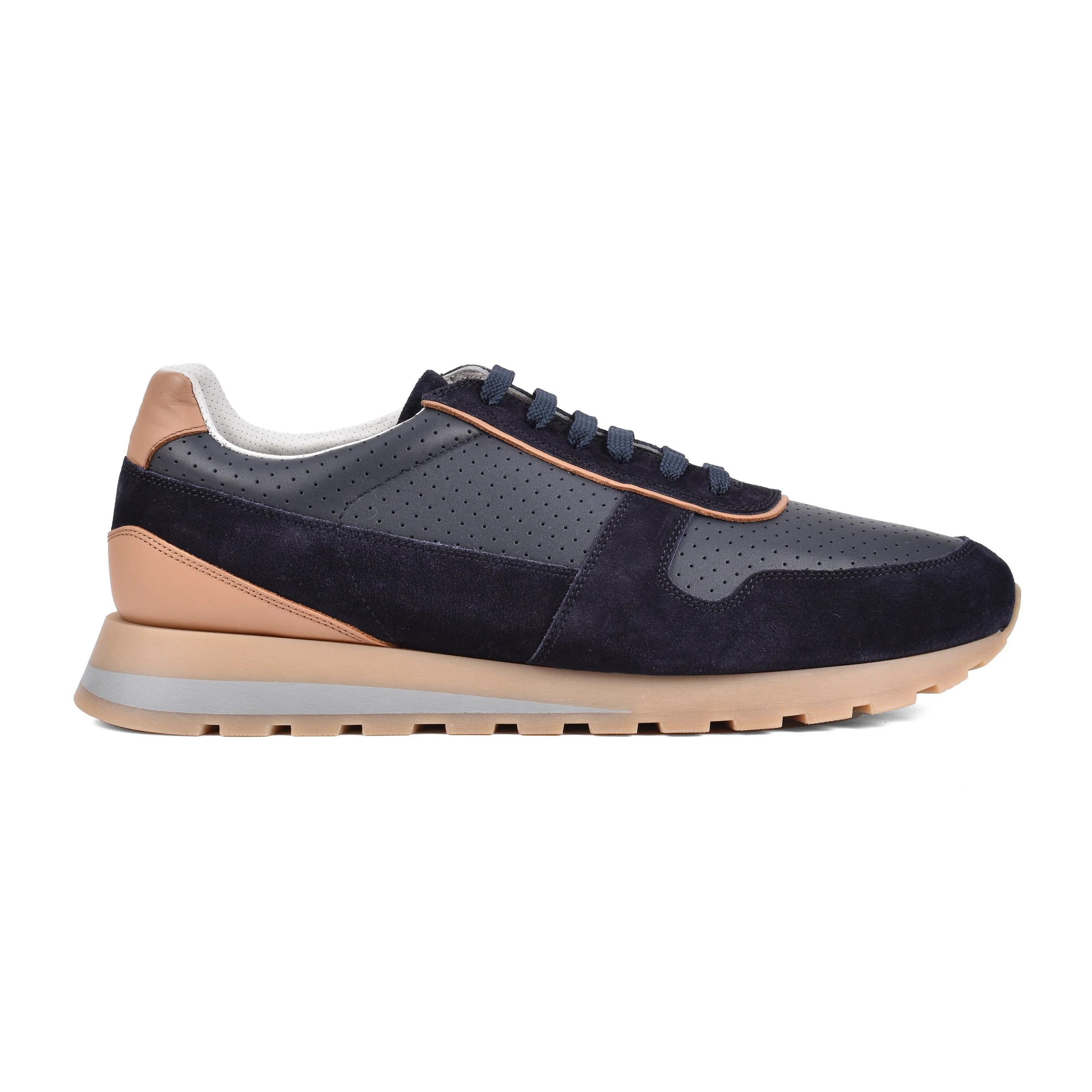 BRUNELLO CUCINELLI MEN'S 100% LEATHER TWO TONE FASHION RUNNER SNEAKERS SHOE NEW - Image 2