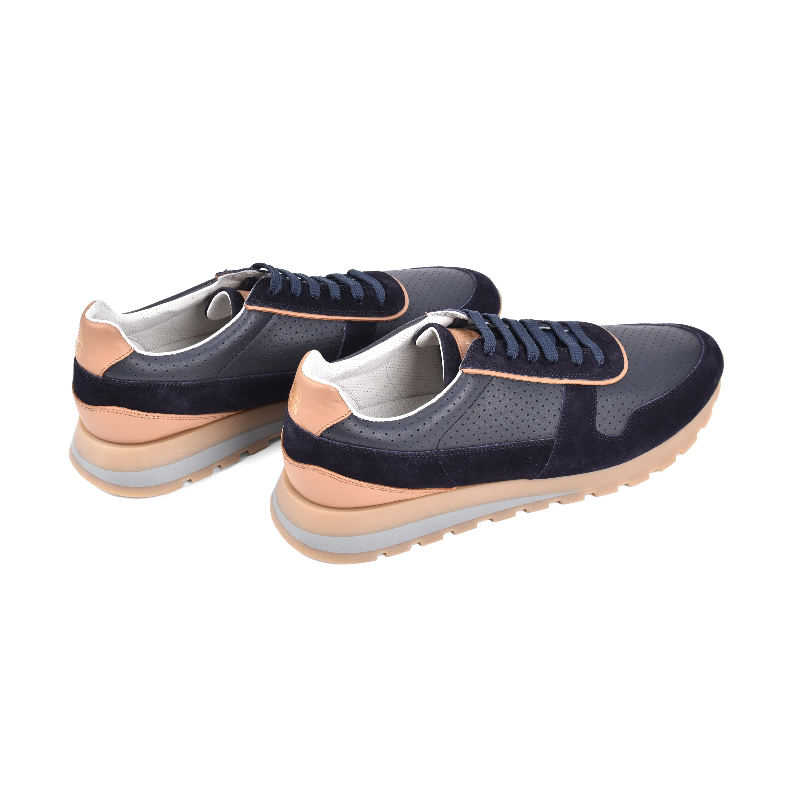 BRUNELLO CUCINELLI MEN'S 100% LEATHER TWO TONE FASHION RUNNER SNEAKERS SHOE NEW - Image 3