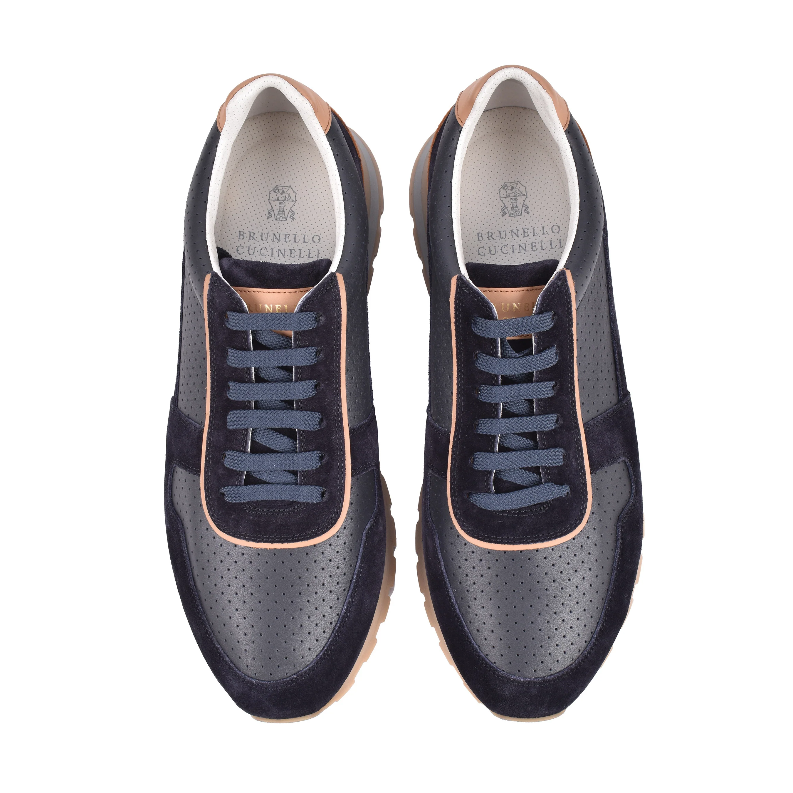 BRUNELLO CUCINELLI MEN'S 100% LEATHER TWO TONE FASHION RUNNER SNEAKERS SHOE NEW - Image 6
