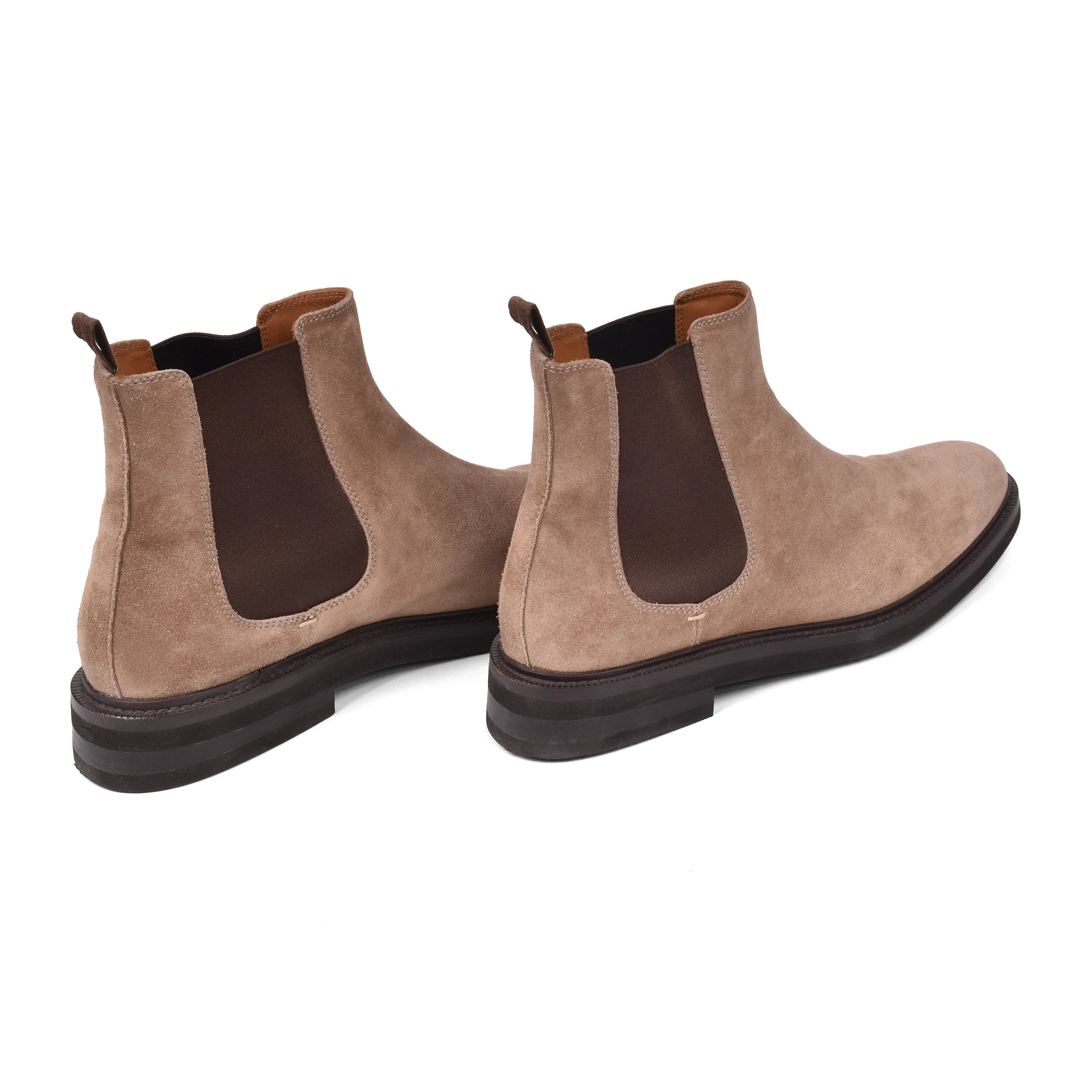 BRUNELLO CUCINELLI MEN'S 100% LEATHER TWO TONE MID CALF CHELSEA BOOTS - Image 3