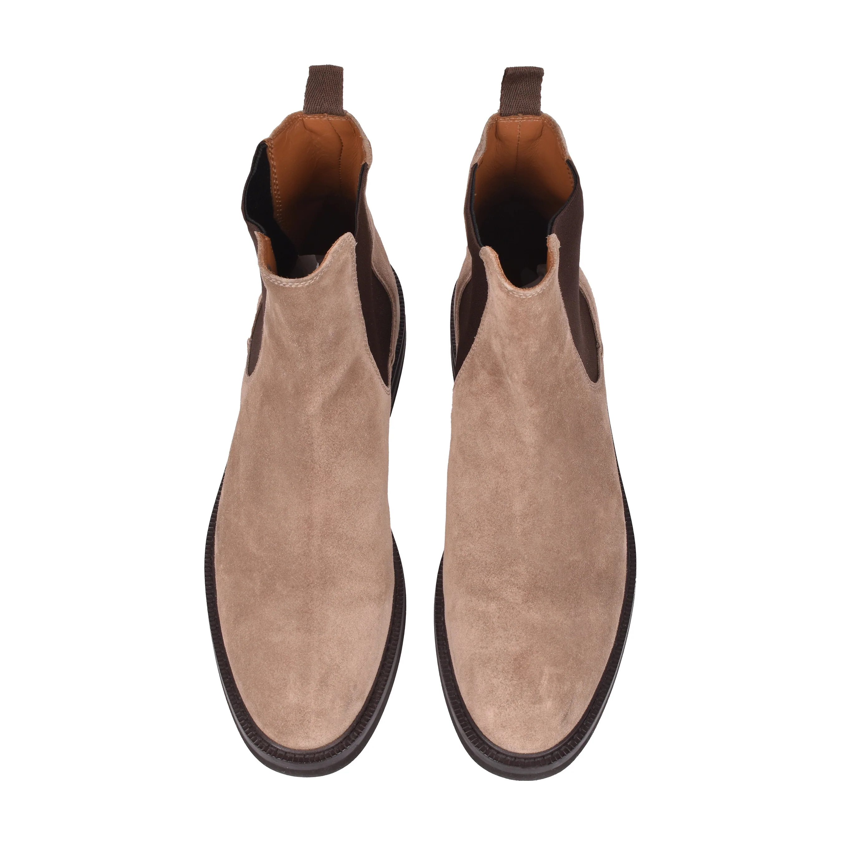 BRUNELLO CUCINELLI MEN'S 100% LEATHER TWO TONE MID CALF CHELSEA BOOTS - Image 4
