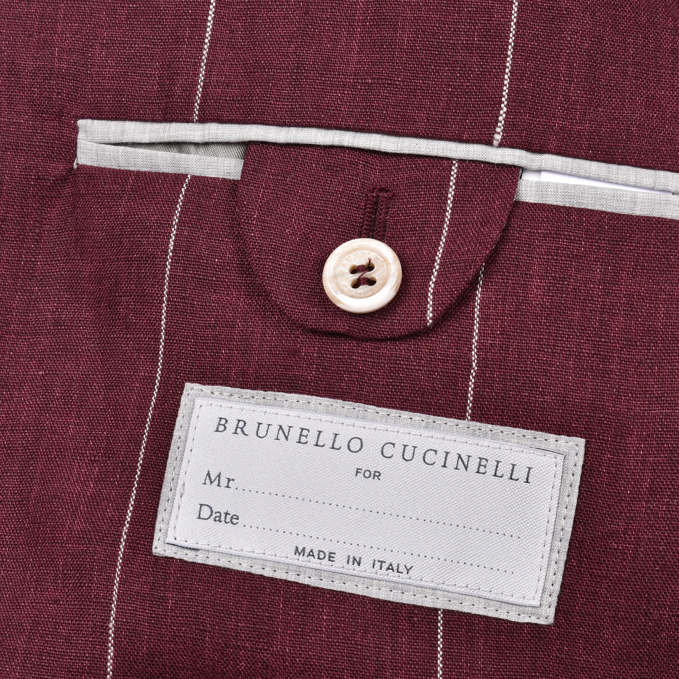 BRUNELLO CUCINELLI MEN'S 100% LINEN 3 BUTTON STRIPED CASUAL SUIT NEW - Image 6