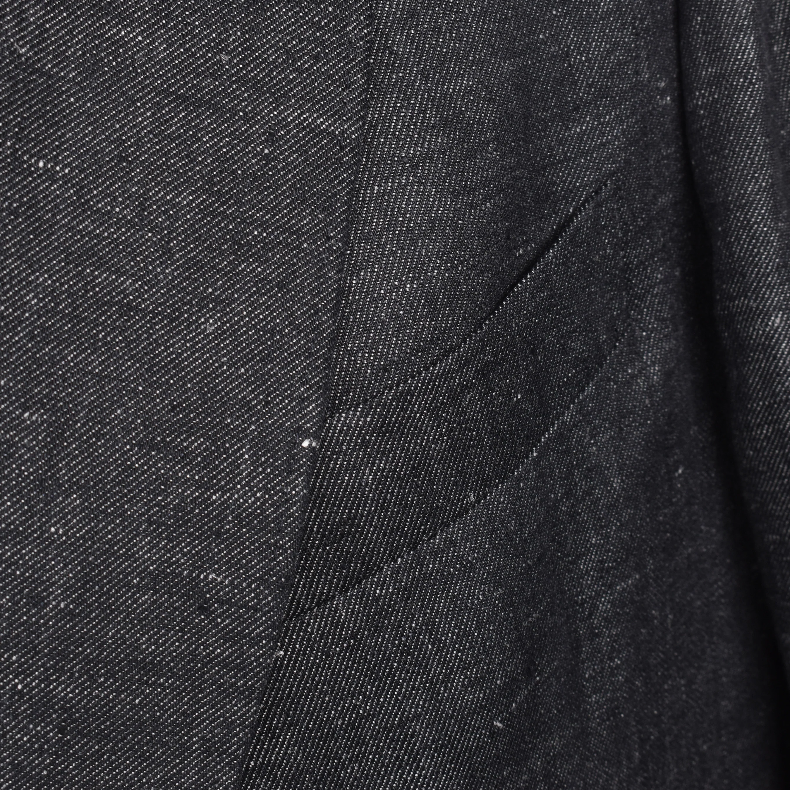 BRUNELLO CUCINELLI MEN'S BLACK LINEN DOUBLE-BREASTED SUIT JACKET - Image 3