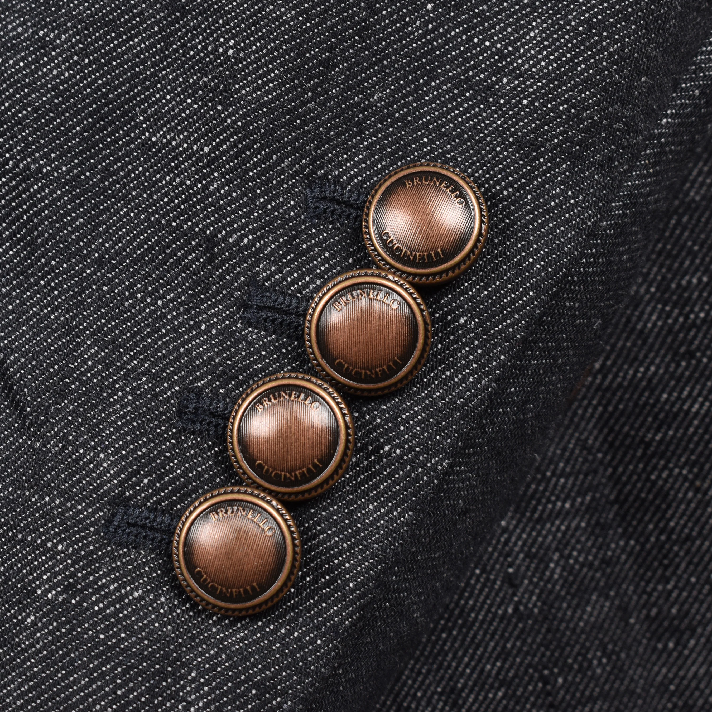BRUNELLO CUCINELLI MEN'S BLACK LINEN DOUBLE-BREASTED SUIT JACKET - Image 6