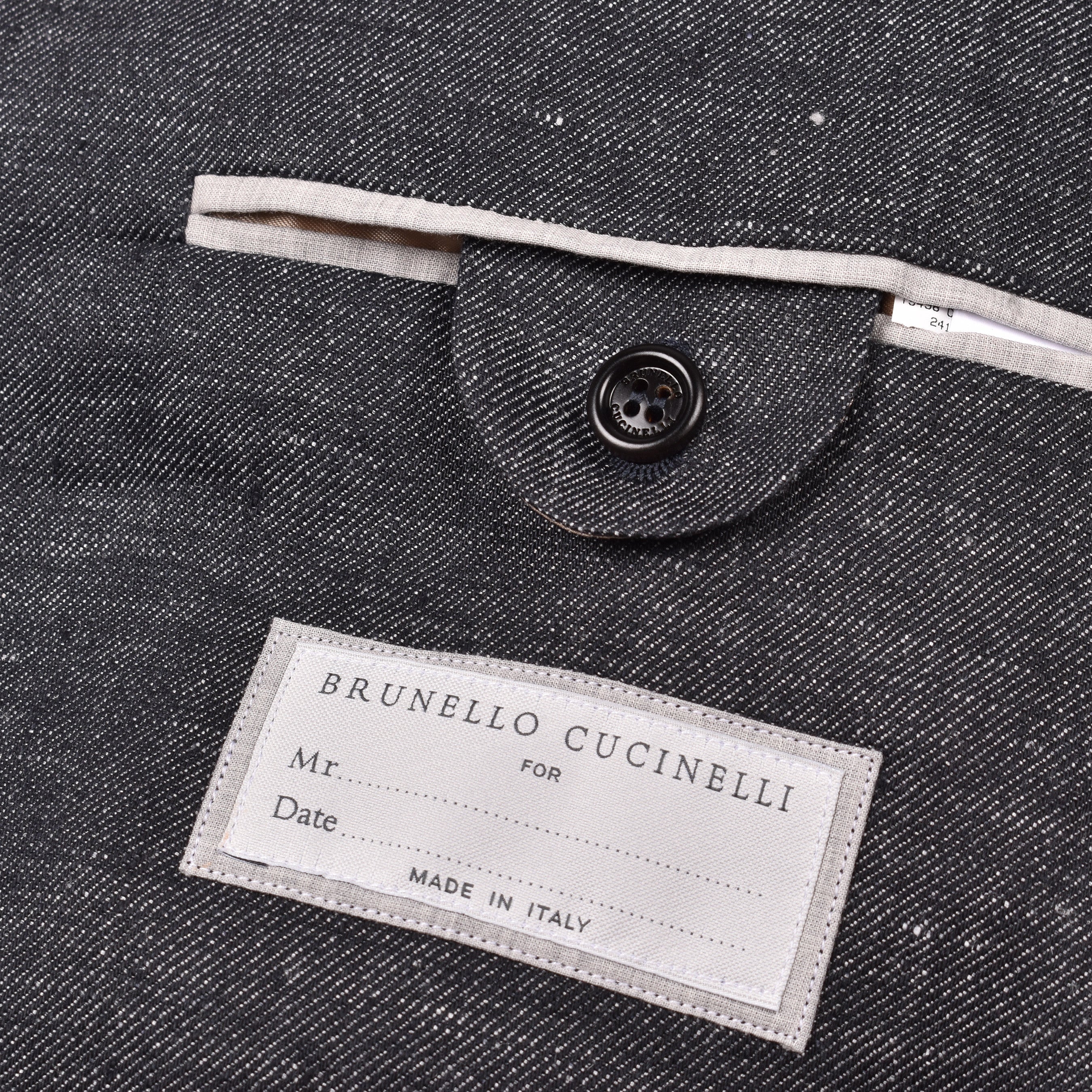 BRUNELLO CUCINELLI MEN'S BLACK LINEN DOUBLE-BREASTED SUIT JACKET - Image 7