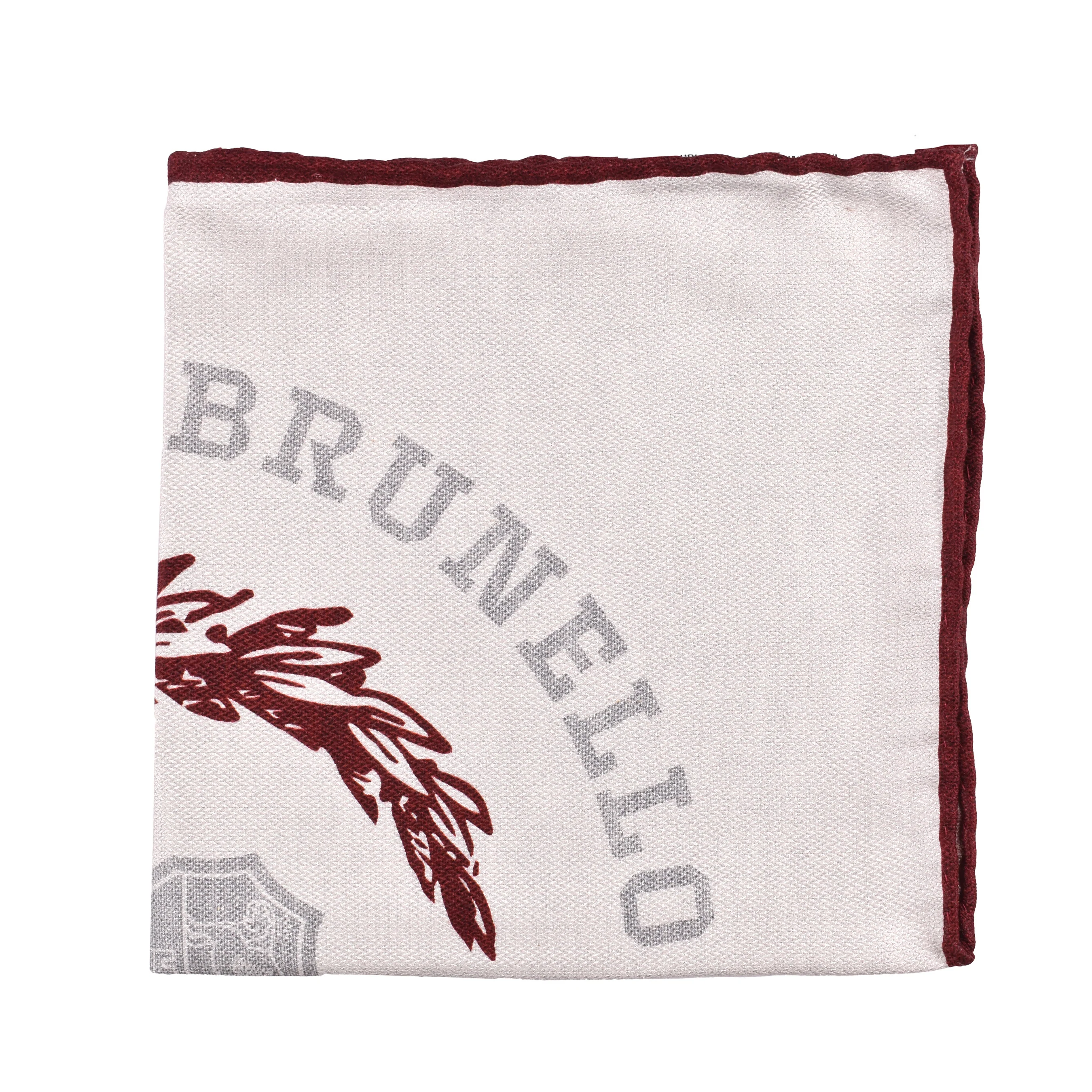 BRUNELLO CUCINELLI MEN'S 100% SILK LOGO POCKET SQUARE NEW