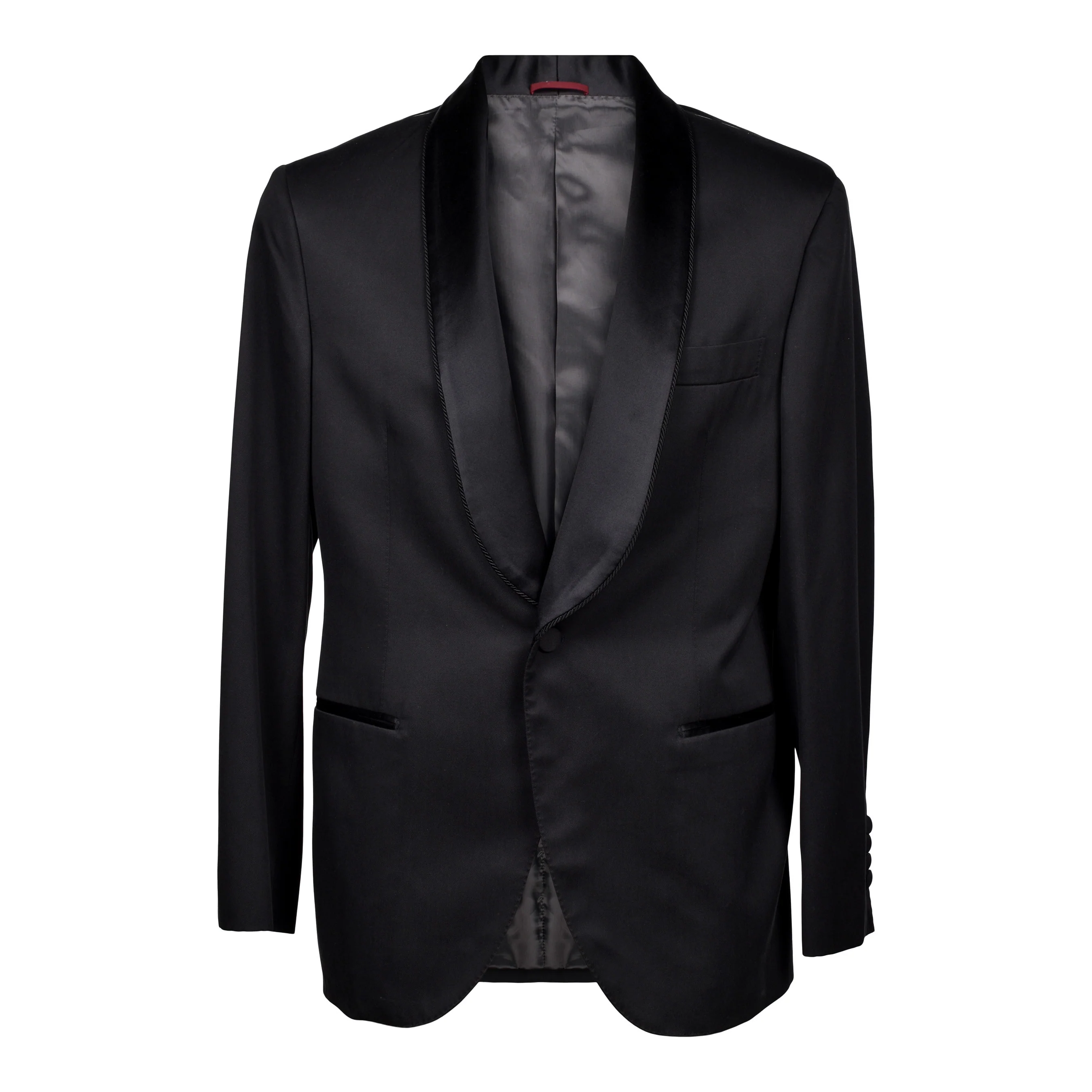 BRUNELLO CUCINELLI MEN'S BLACK SILK TUXEDO JACKET