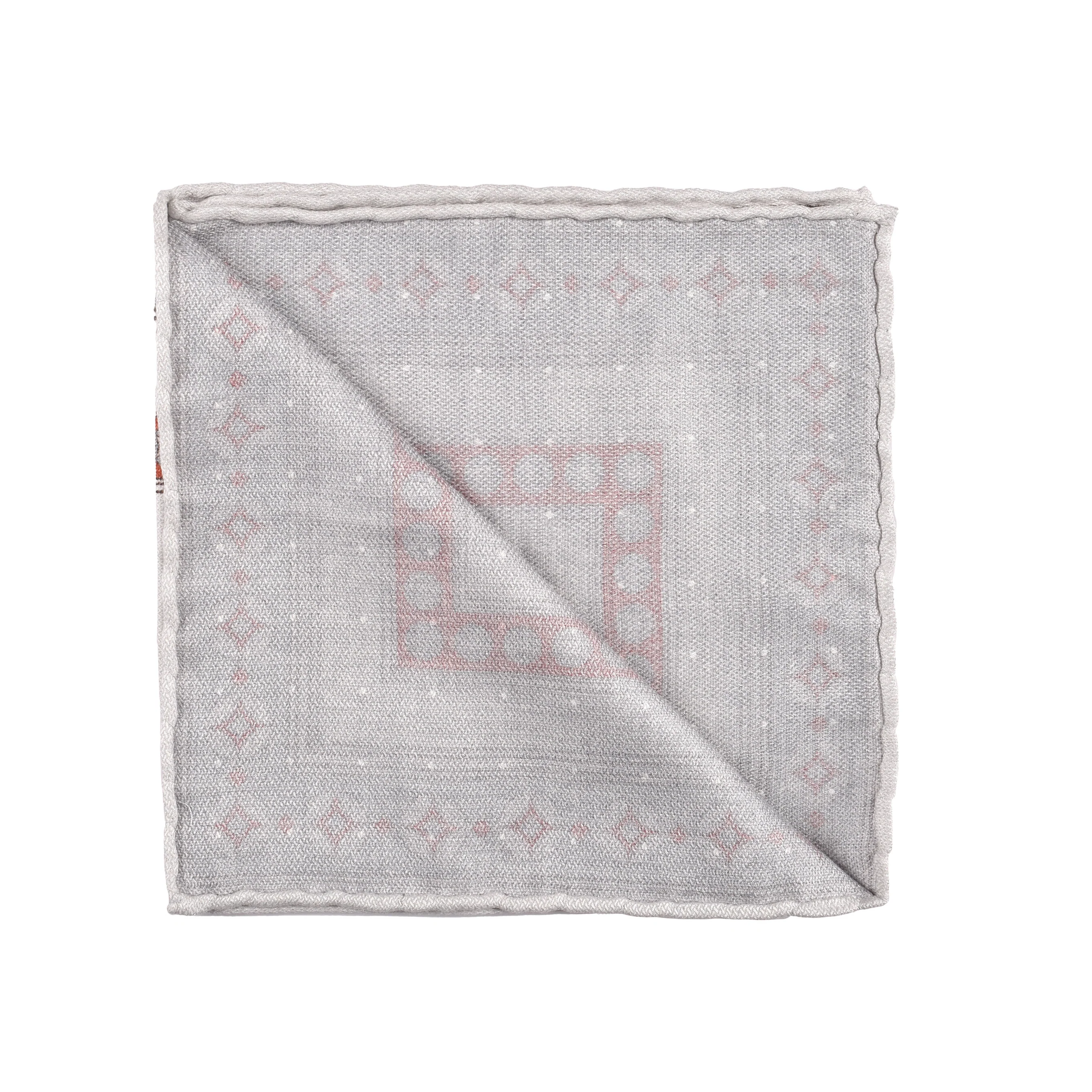 BRUNELLO CUCINELLI MEN'S 100% TWO TONE SILK GEOMETRIC POCKET SQUARE NEW - Image 2