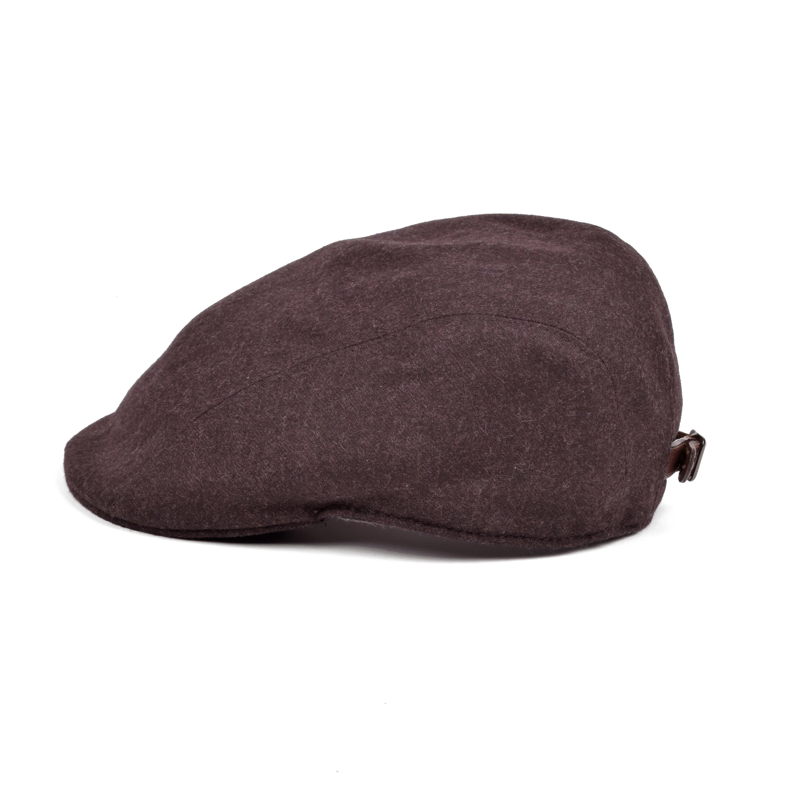 BRUNELLO CUCINELLI MEN'S 100% VIRGIN WOOL BURGUNDY FLAT HAT - Image 2