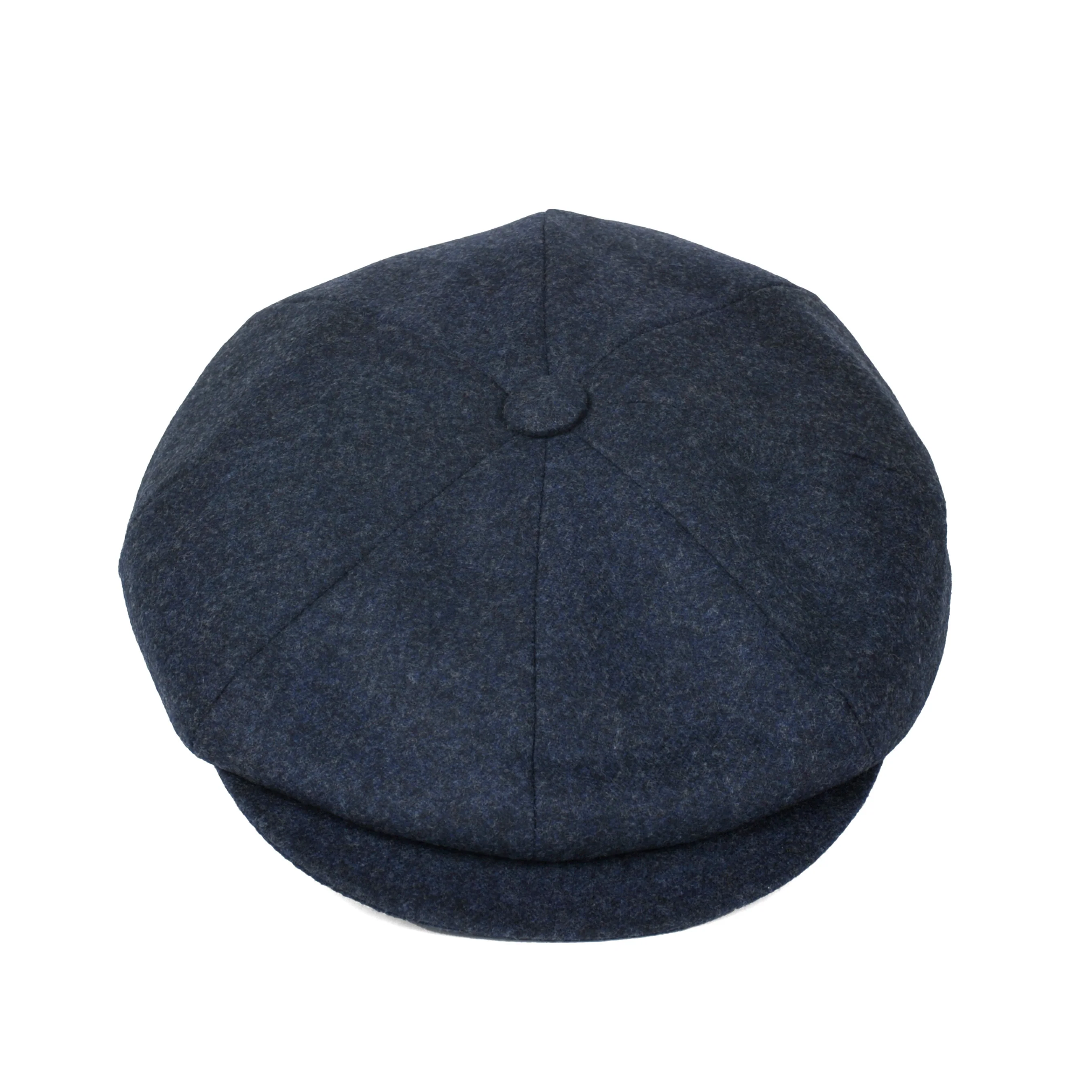 BRUNELLO CUCINELLI MEN'S 100% VIRGIN WOOL NAVY BLUE FLAY HAT