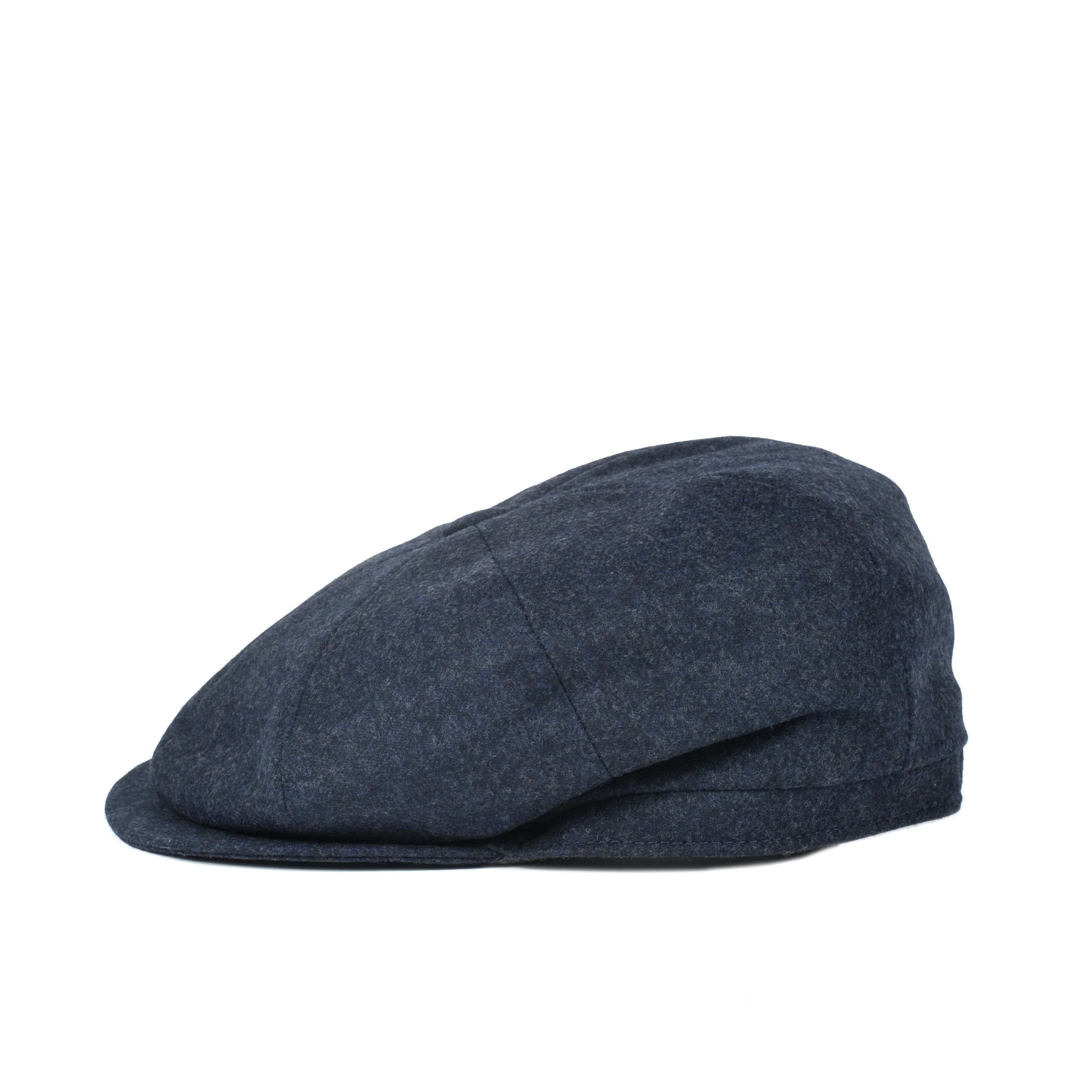 BRUNELLO CUCINELLI MEN'S 100% VIRGIN WOOL NAVY BLUE FLAY HAT - Image 2