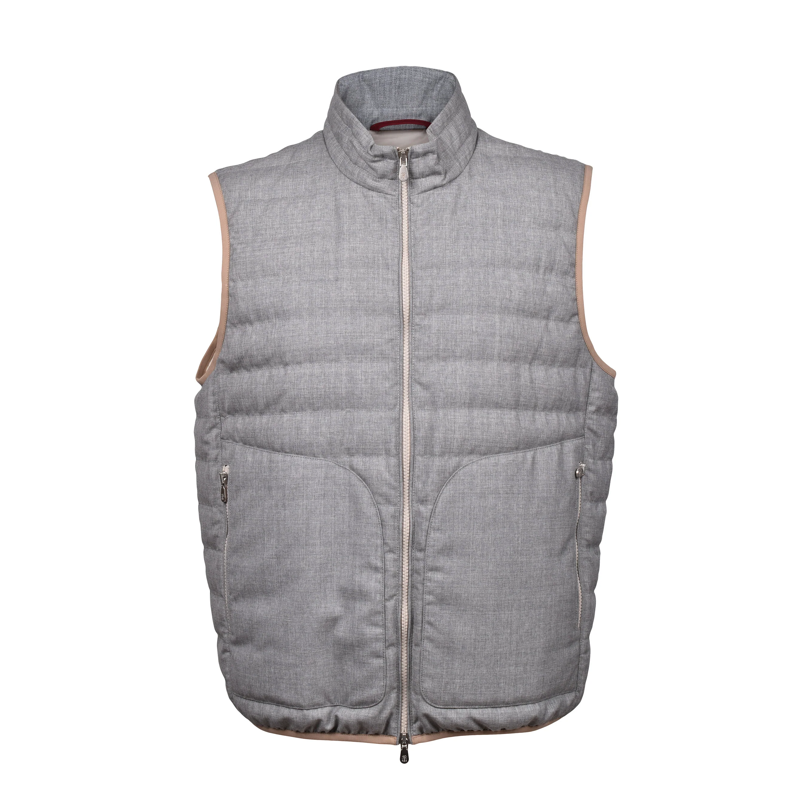 BRUNELLO CUCINELLI MEN'S 100% VIRGIN WOOL ZIP UP QUILTED CASUAL PUFFER VEST