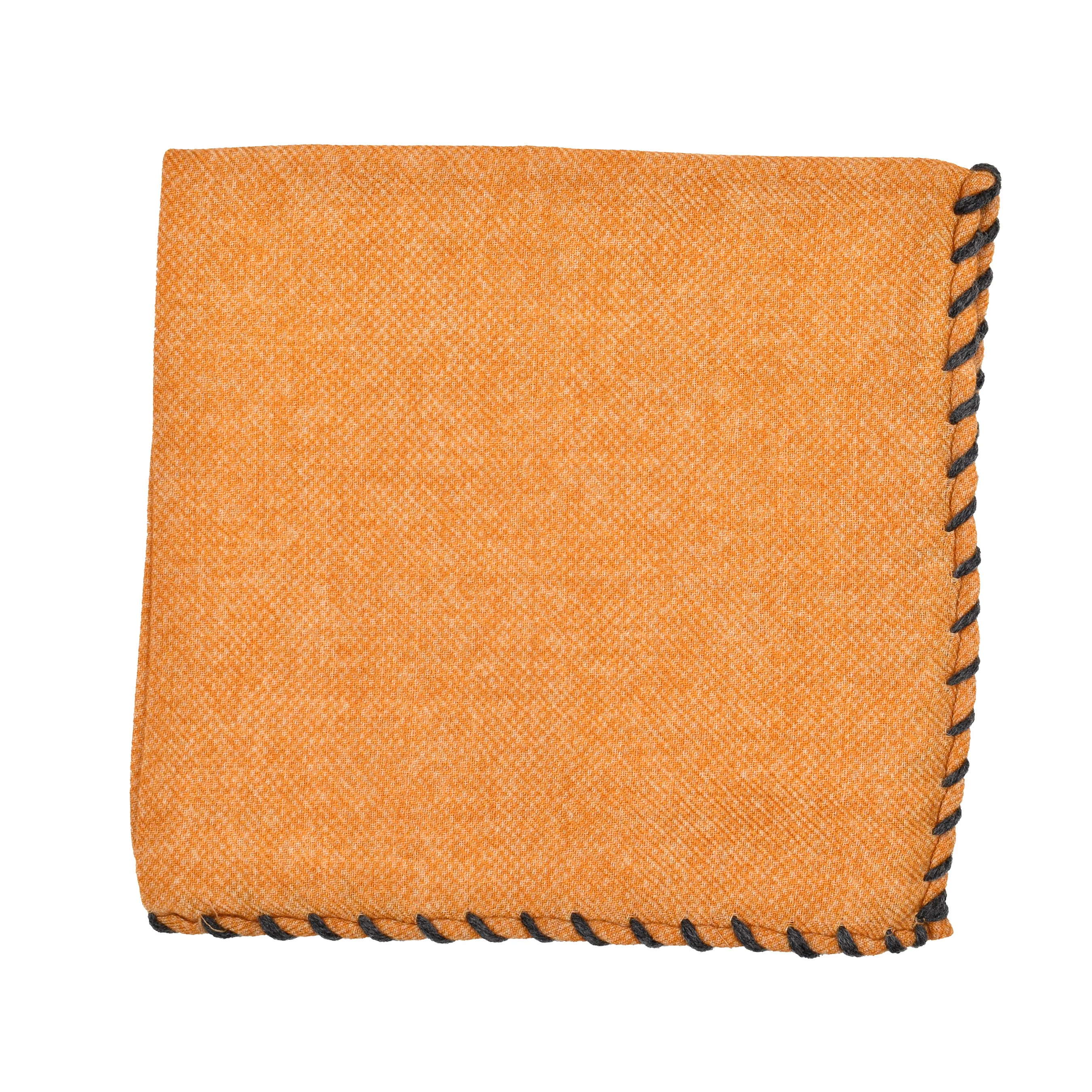 BRUNELLO CUCINELLI MEN'S CORN WOOL POCKET SQUARE WITH STITCHING