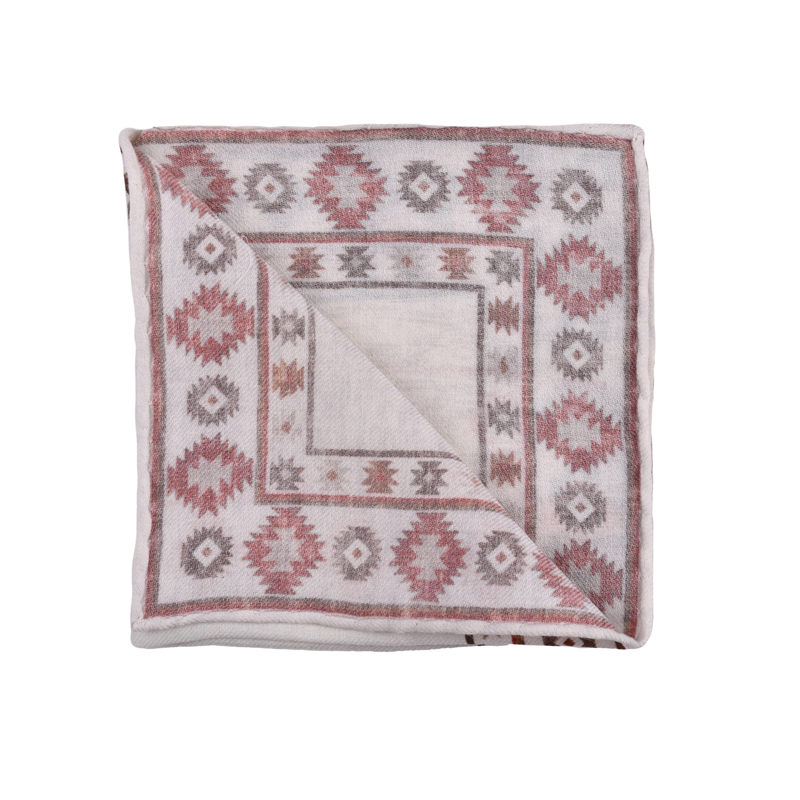 BRUNELLO CUCINELLI MEN'S 100% WOOL TWO TONE GEOMETRIC POCKET SQUARE - Image 2