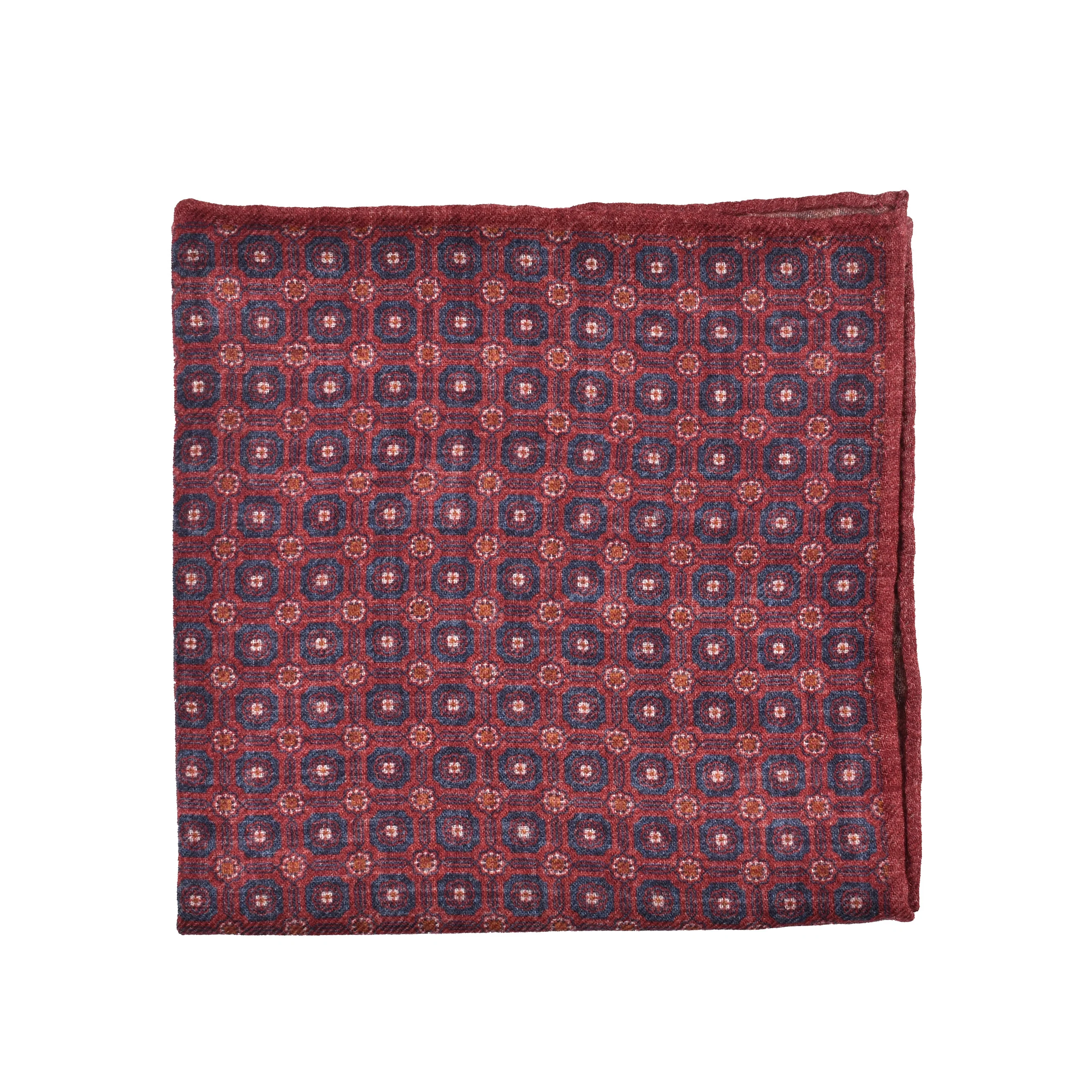 BRUNELLO CUCINELLI MEN'S 100% WOOL TWO TONE GEOMETRIC POCKET SQUARE NEW