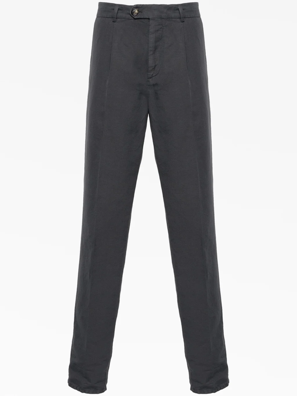 BRUNELLO CUCINELLI MEN'S ANTHRACITE LINEN BLEND TAILORED TROUSERS