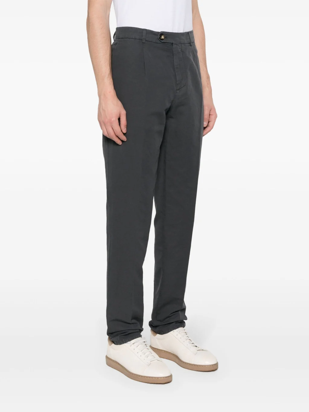 BRUNELLO CUCINELLI MEN'S ANTHRACITE LINEN BLEND TAILORED TROUSERS - Image 3