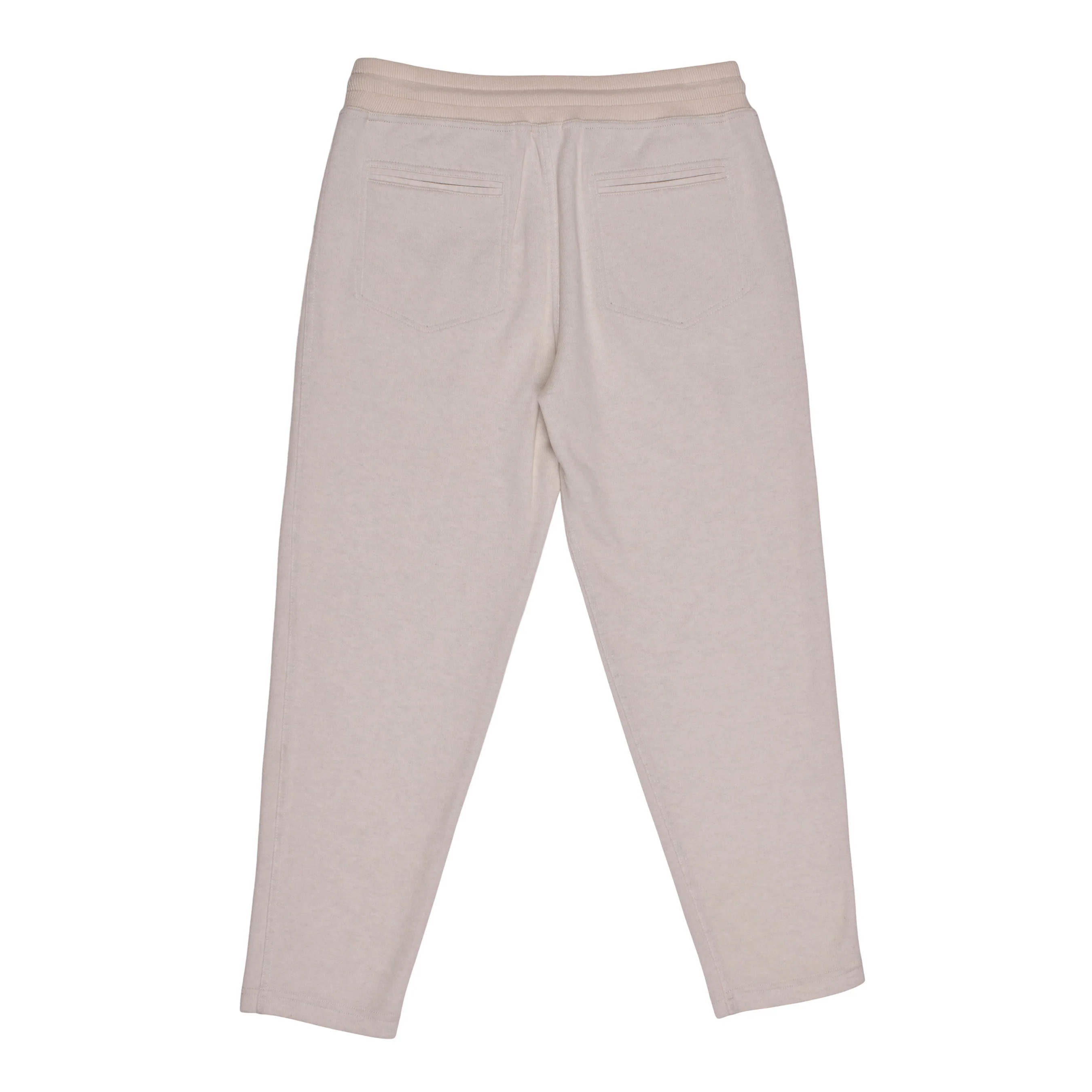BRUNELLO CUCINELLI MEN'S BEIGE CASHMERE BLEND DRAWSTRING TROUSERS - Image 2