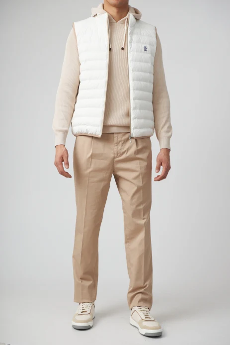 BRUNELLO CUCINELLI MEN'S BEIGE TAILORED TROUSERS