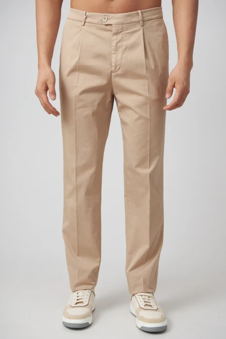 BRUNELLO CUCINELLI MEN'S BEIGE TAILORED TROUSERS - Image 3