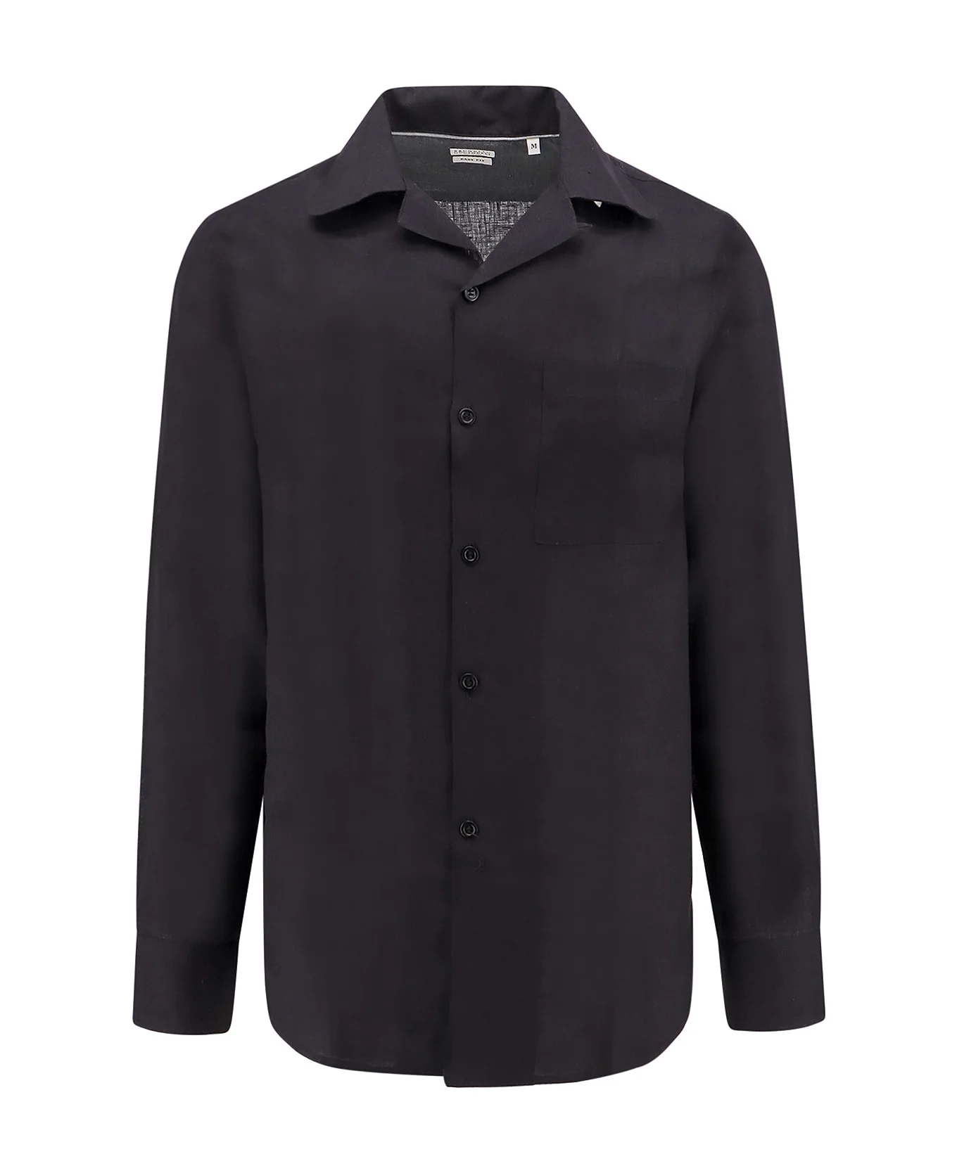 BRUNELLO CUCINELLI MEN'S BLACK LINEN LONG-SLEEVE SHIRT