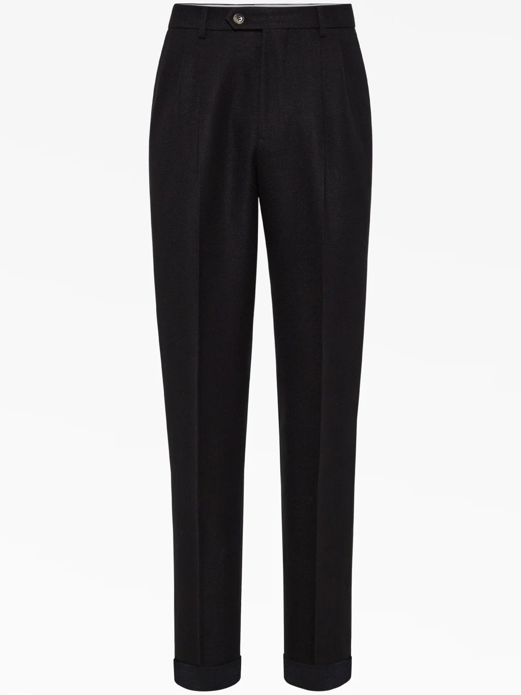 BRUNELLO CUCINELLI MEN'S BLACK LINEN SILK WOOL TROUSERS