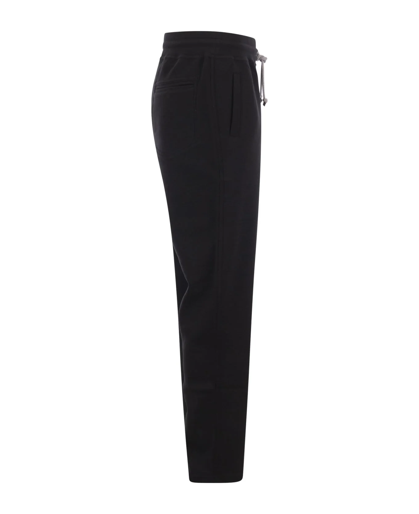 BRUNELLO CUCINELLI MEN'S BLACK TAILORED DRAWSTRING TROUSERS - Image 3