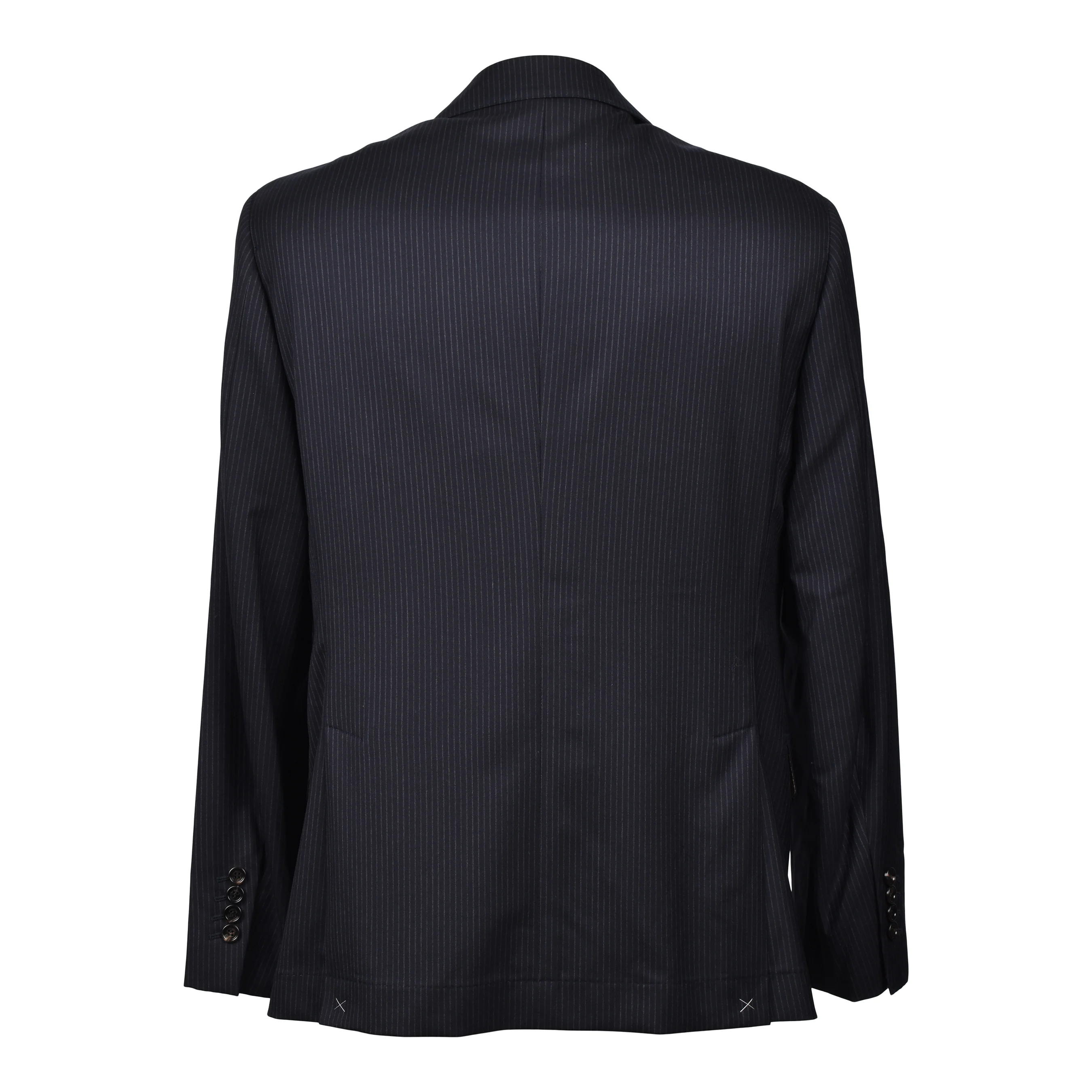 BRUNELLO CUCINELLI MEN'S DARK NAVY VIRGIN WOOL STRIPED BLAZER - Image 2