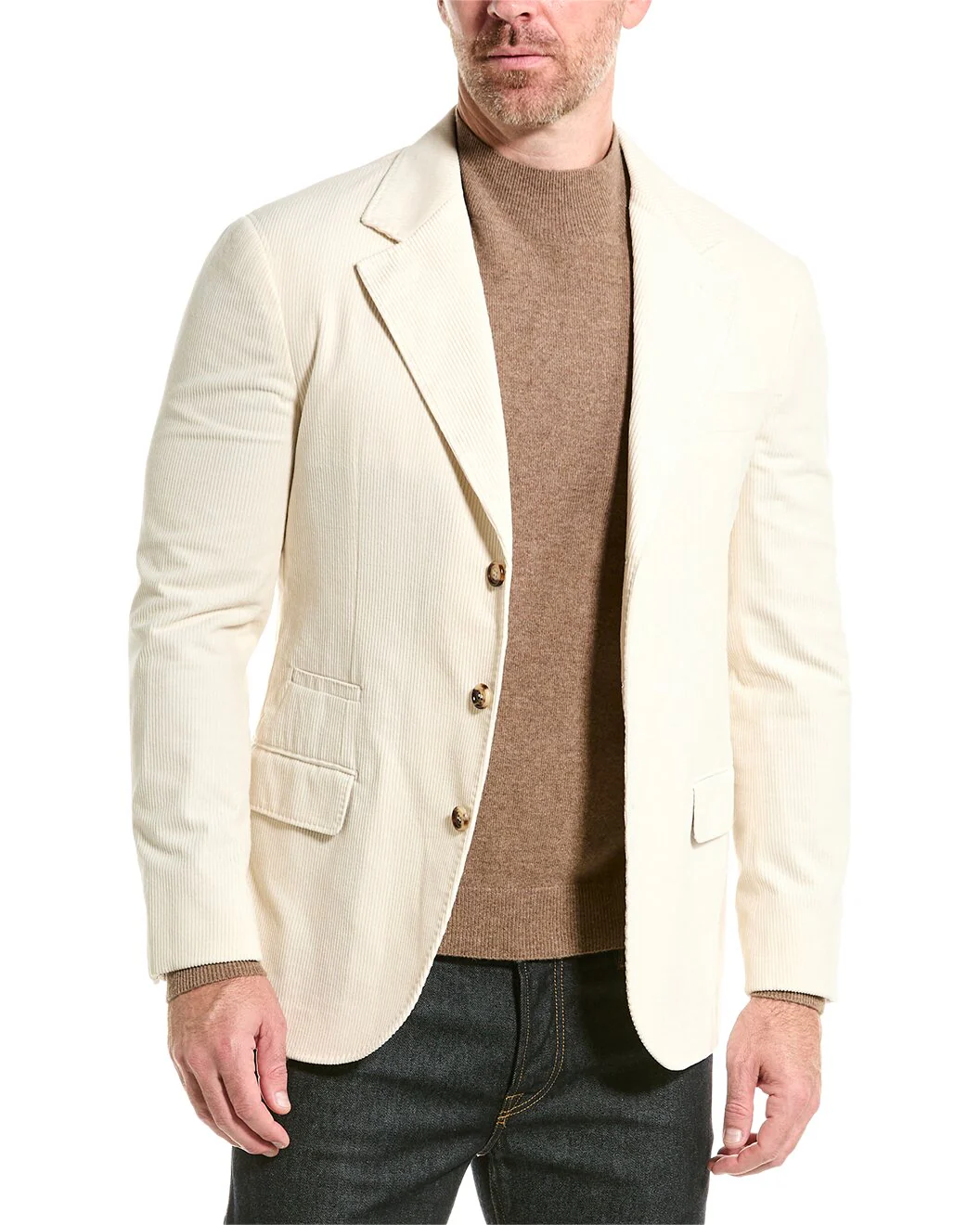 BRUNELLO CUCINELLI MEN'S MILK DECONSTRUCTED BLAZER