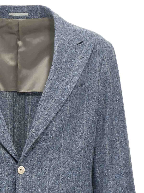 BRUNELLO CUCINELLI MEN'S SKY BLUE DECONSTRUCTED BLAZER