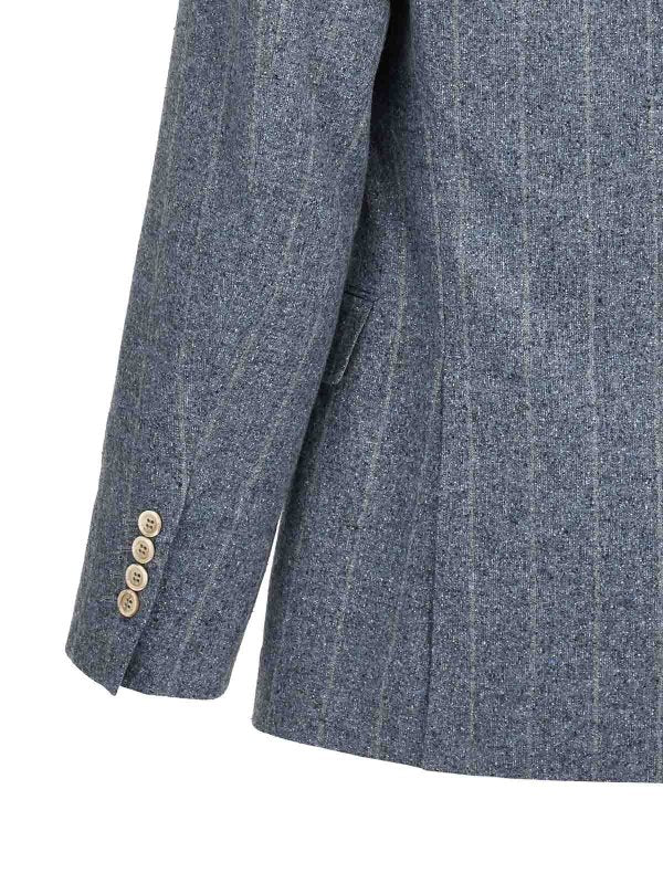 BRUNELLO CUCINELLI MEN'S SKY BLUE DECONSTRUCTED BLAZER - Image 2