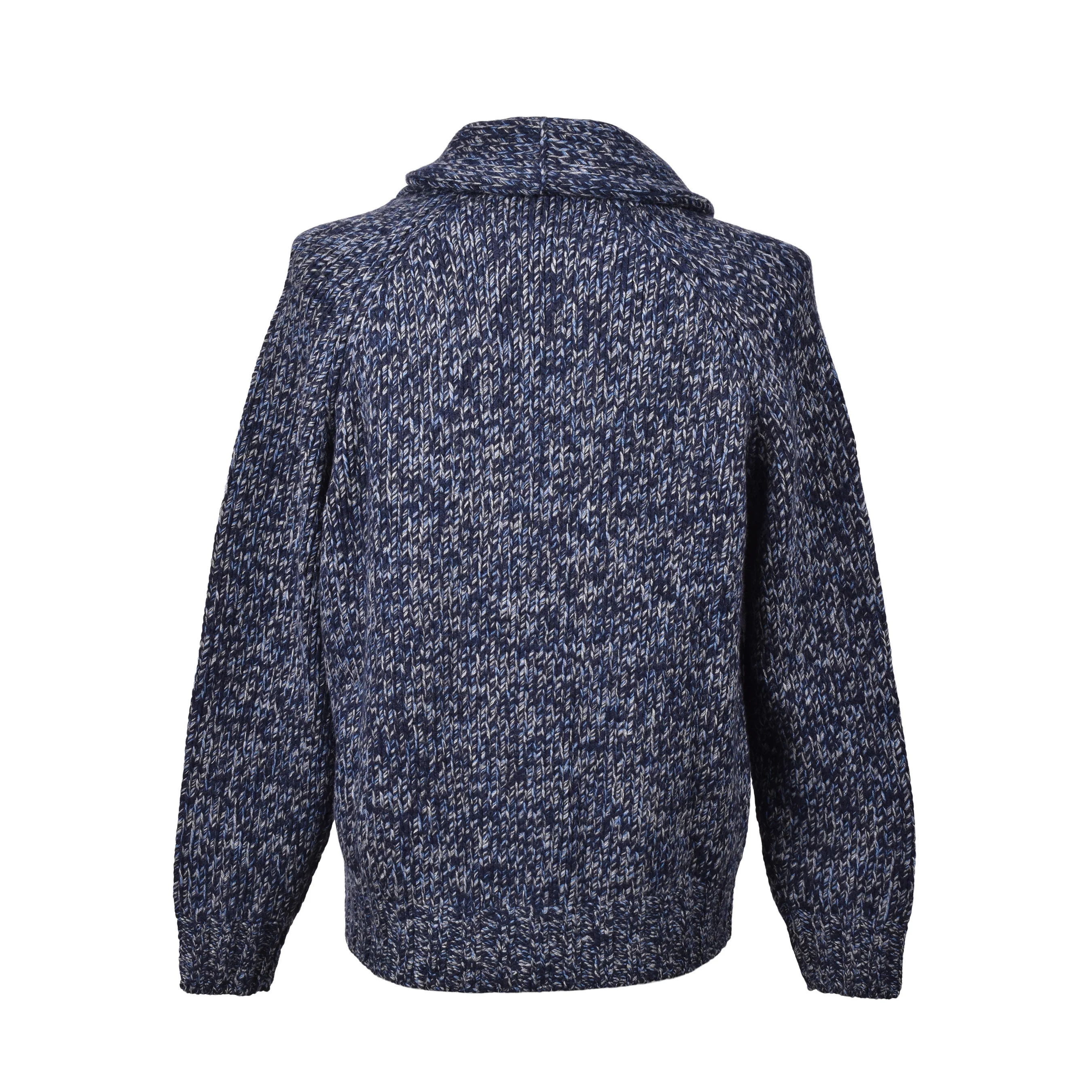 BRUNELLO CUCINELLI MEN'S BLUE CASHMERE BLEND KNIT CARDIGAN - Image 2